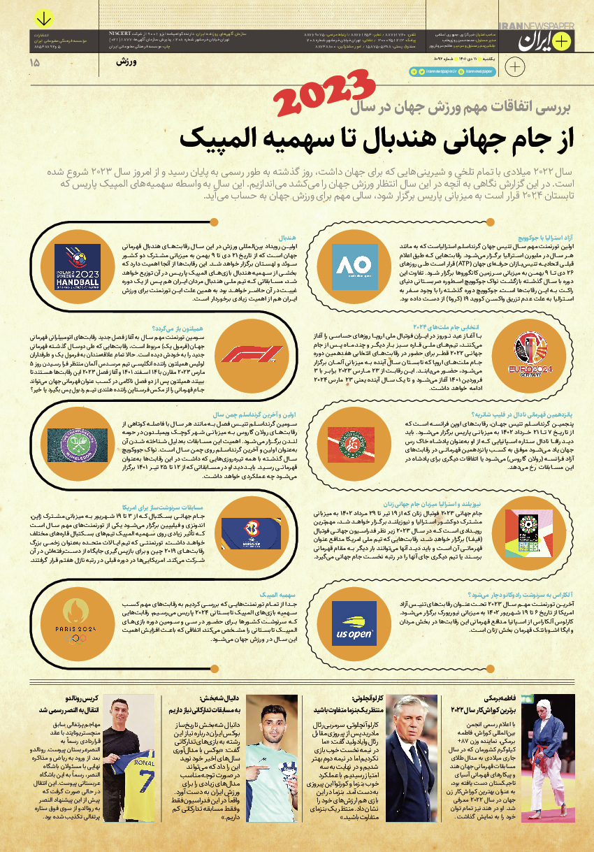 روزنامه ایران - ویژه نامه پلاس ۸۰۹۲ - ۱۱ دی ۱۴۰۱ - صفحه ۱۵