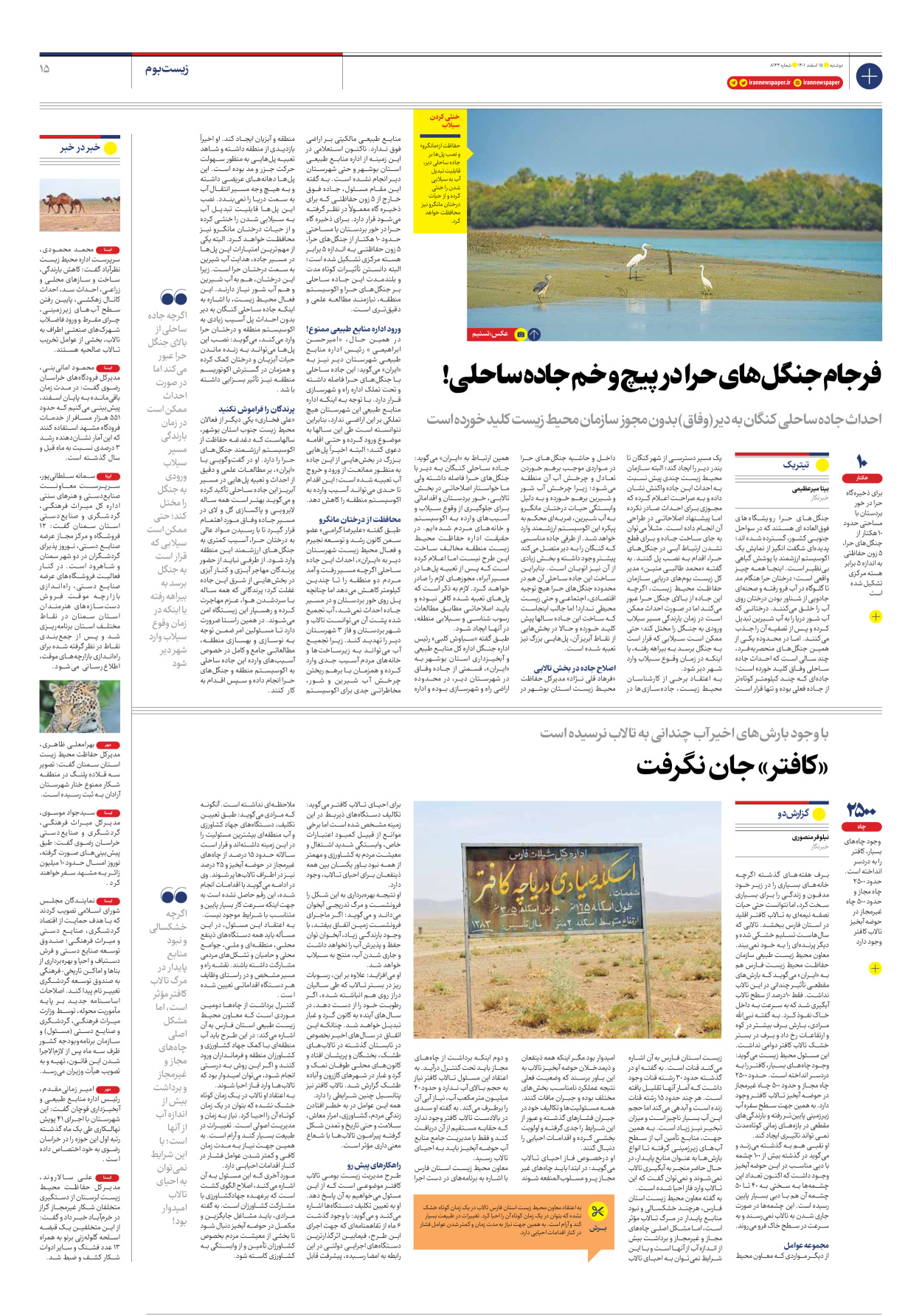 روزنامه ایران - شماره هشت هزار و صد و چهل و چهار - ۱۵ اسفند ۱۴۰۱ - صفحه ۱۵