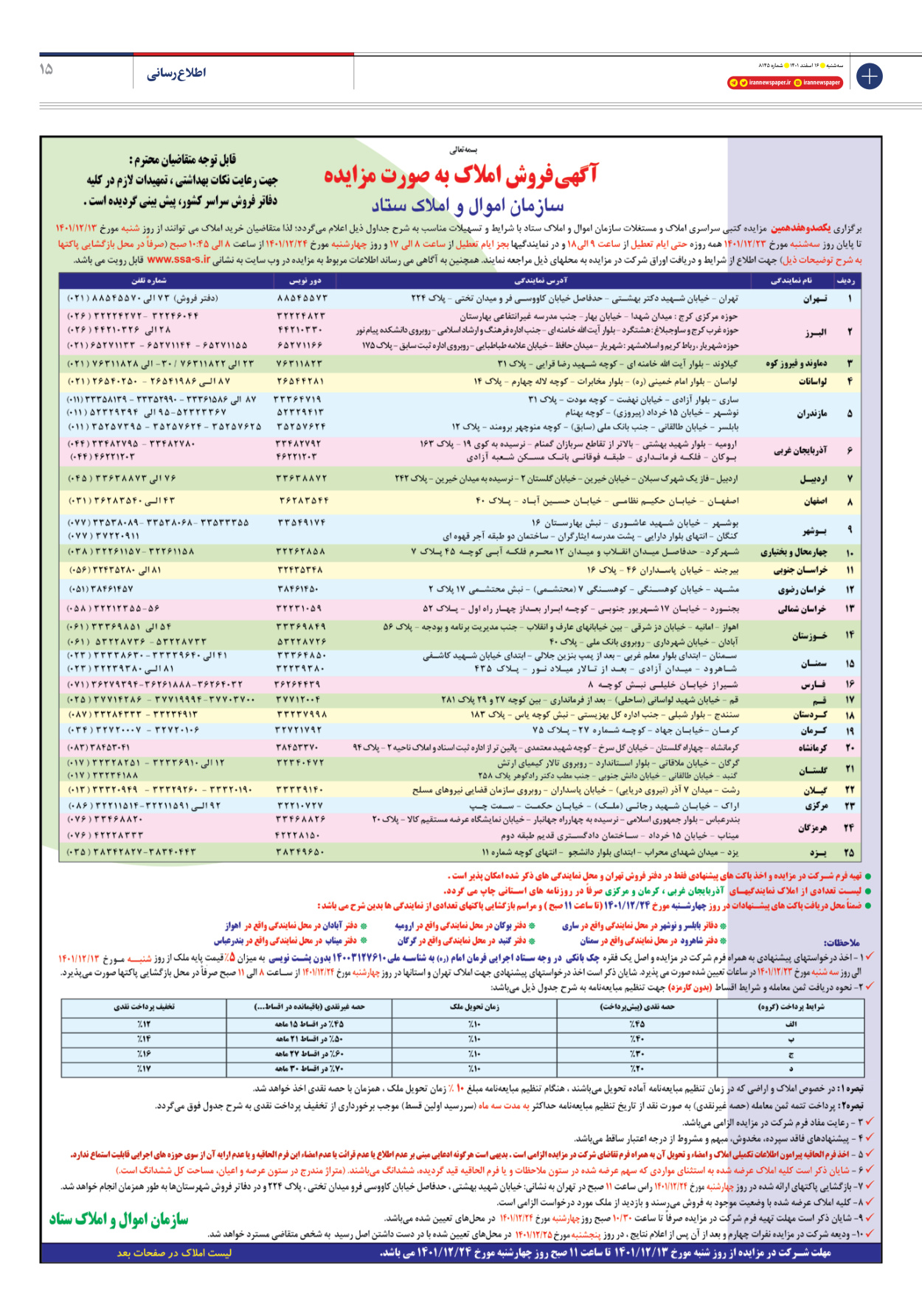 روزنامه ایران - شماره هشت هزار و صد و چهل و پنج - ۱۶ اسفند ۱۴۰۱ - صفحه ۱۵
