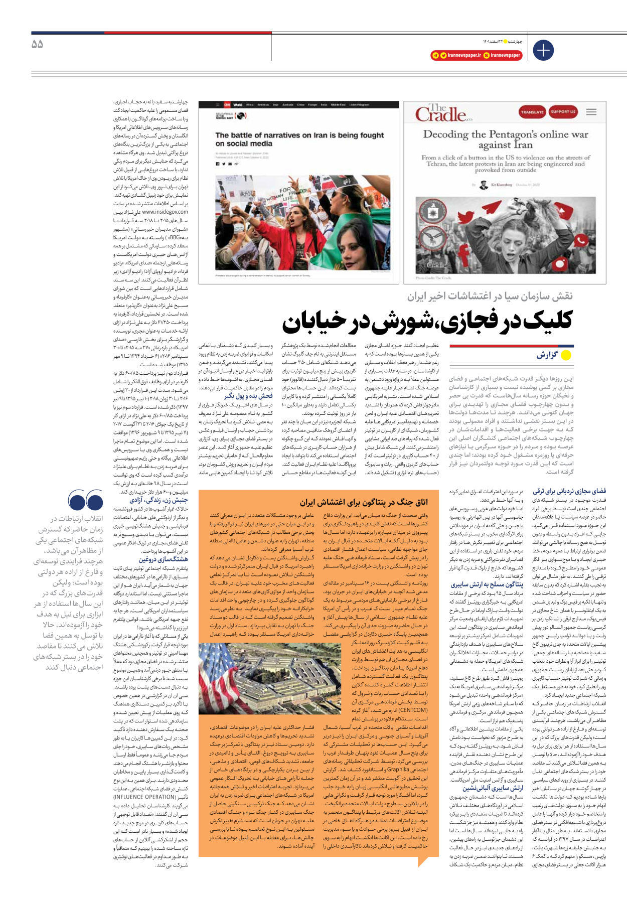 روزنامه ایران - ویژه نامه ویژه نوروز - ۲۴ اسفند ۱۴۰۱ - صفحه ۵۵