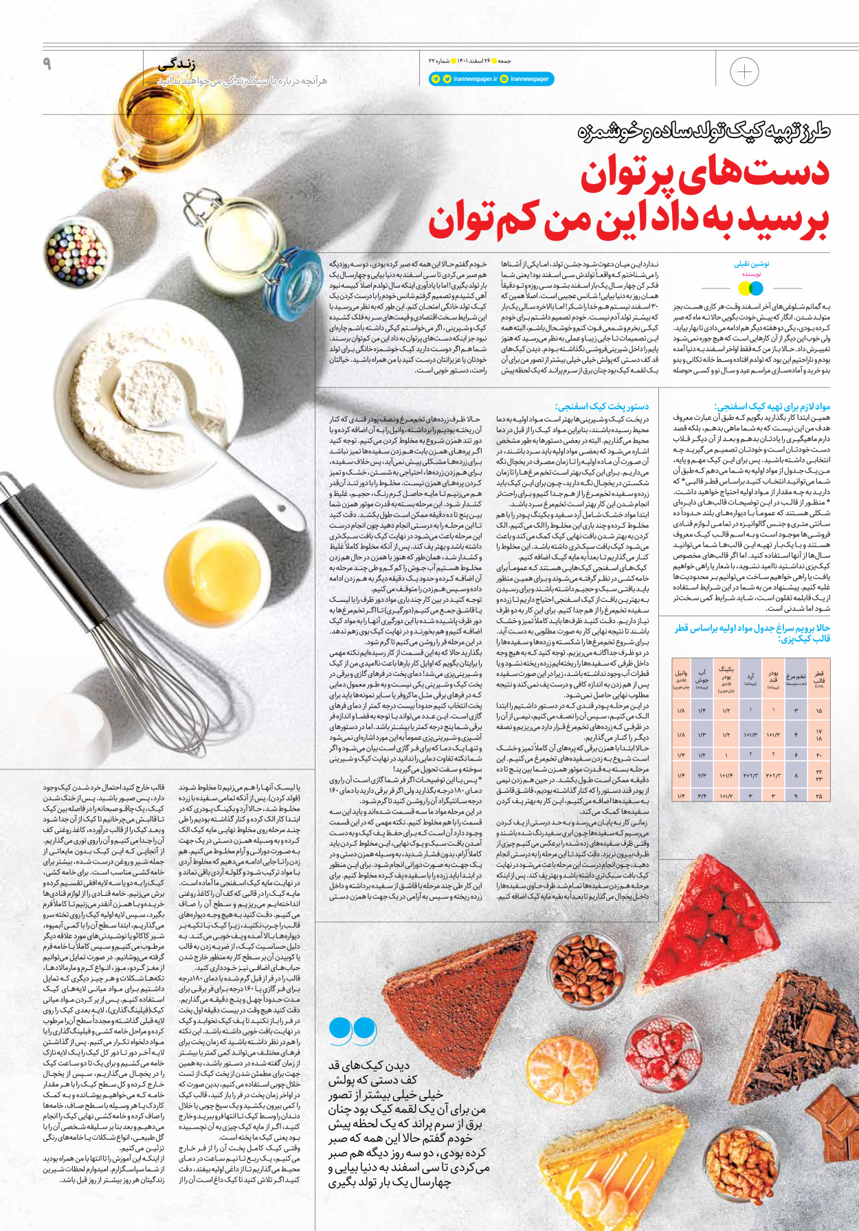 روزنامه ایران - ویژه نامه جمعه۲۲ - ۲۵ اسفند ۱۴۰۱ - صفحه ۹