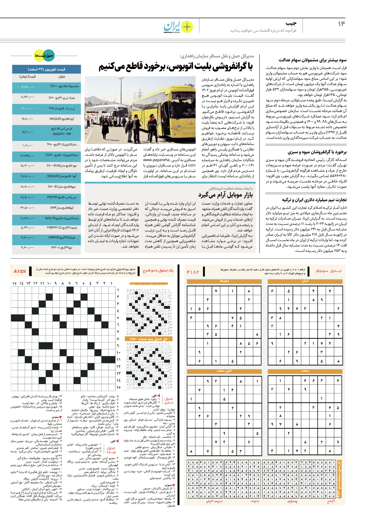 روزنامه ایران - ویژه نامه پلاس۸۱۵۱ - ۲۵ اسفند ۱۴۰۱ - صفحه ۱۴