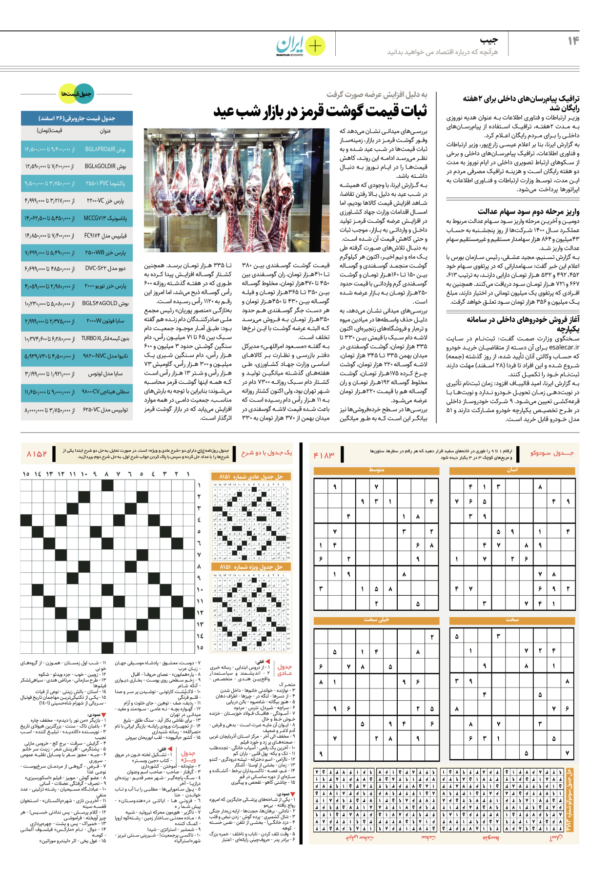 روزنامه ایران - ویژه نامه پلاس۸۱۵۲ - ۲۷ اسفند ۱۴۰۱ - صفحه ۱۴