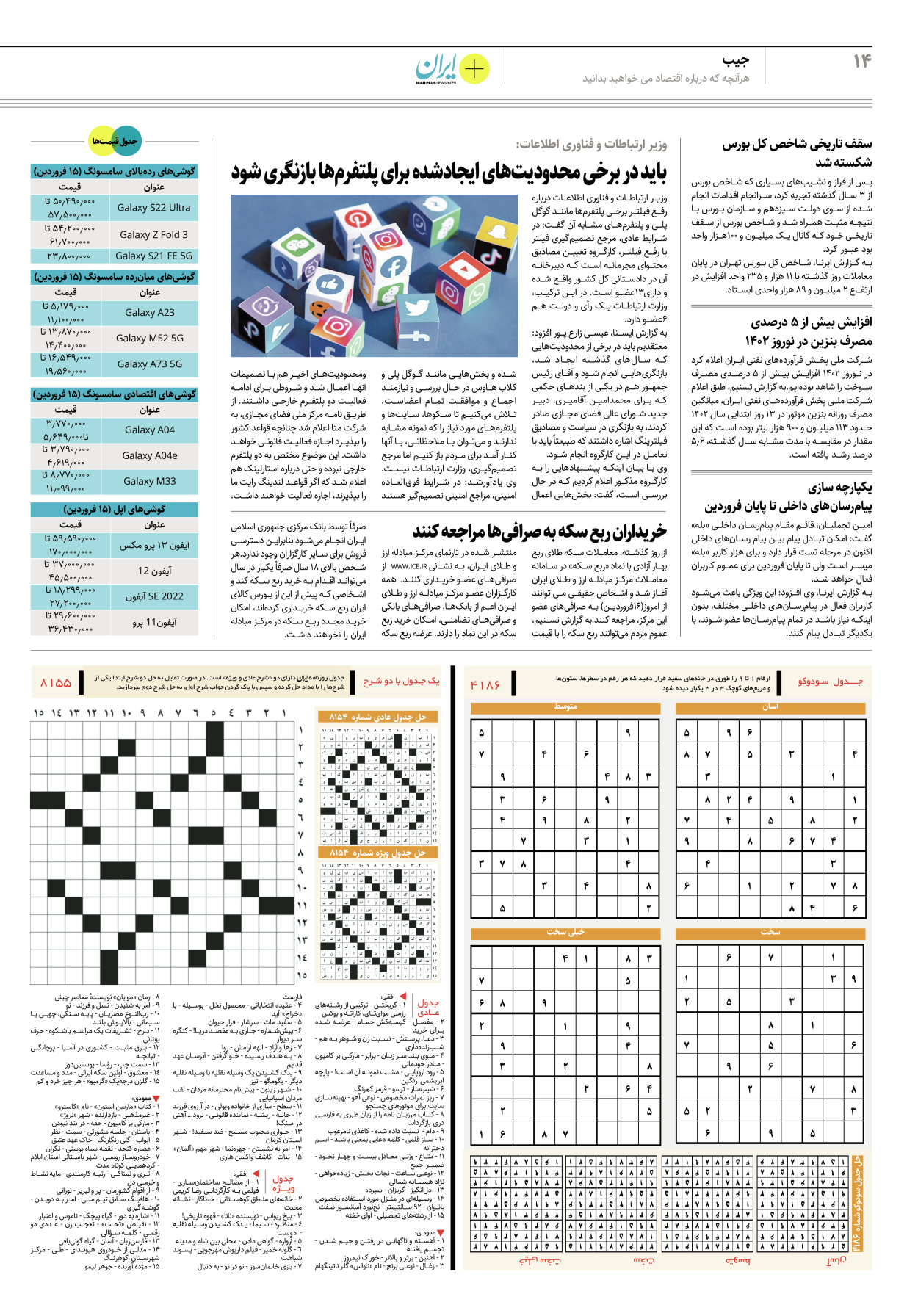 روزنامه ایران - ویژه نامه پلاس۸۱۵۵ - ۱۶ فروردین ۱۴۰۲ - صفحه ۱۴