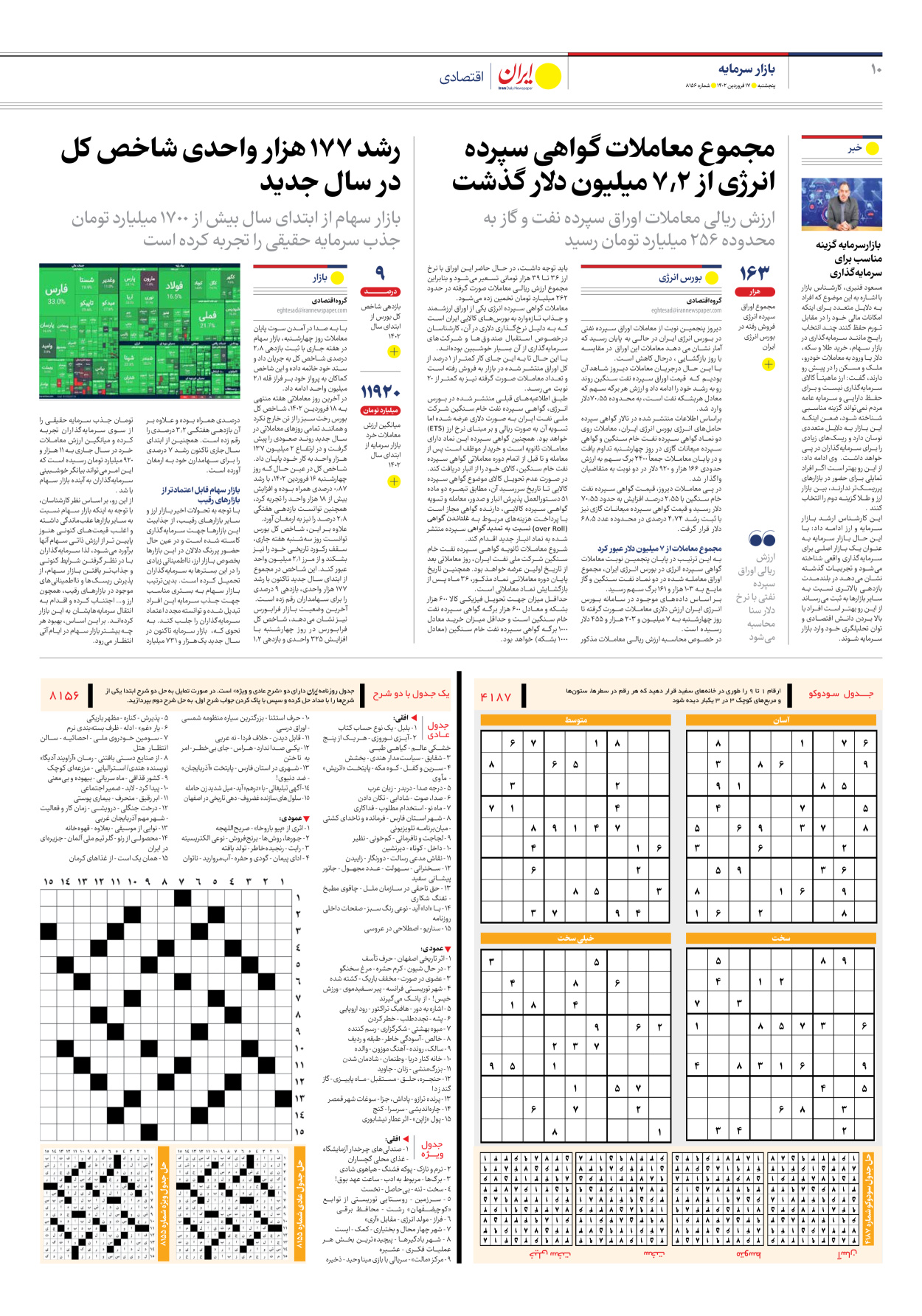 روزنامه ایران - شماره هشت هزار و صد و پنجاه و شش - ۱۷ فروردین ۱۴۰۲ - صفحه ۱۰