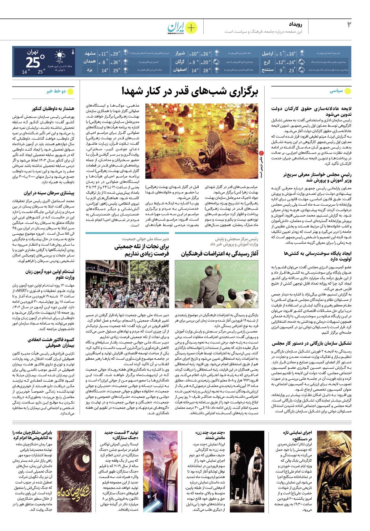 روزنامه ایران - ویژه نامه پلاس۸۱۵۸ - ۲۰ فروردین ۱۴۰۲ - صفحه ۲
