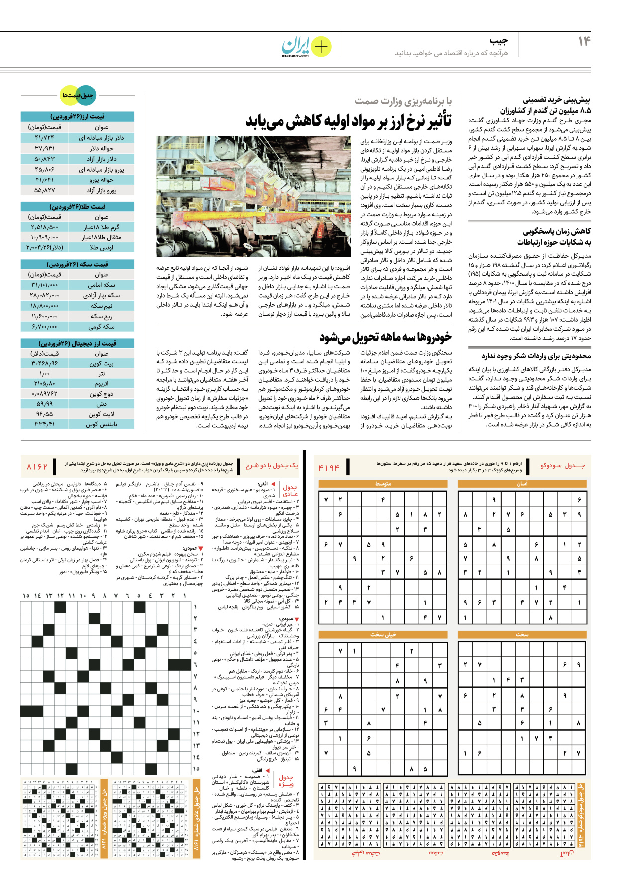 روزنامه ایران - ویژه نامه پلاس۸۱۶۲ - ۲۷ فروردین ۱۴۰۲ - صفحه ۱۴