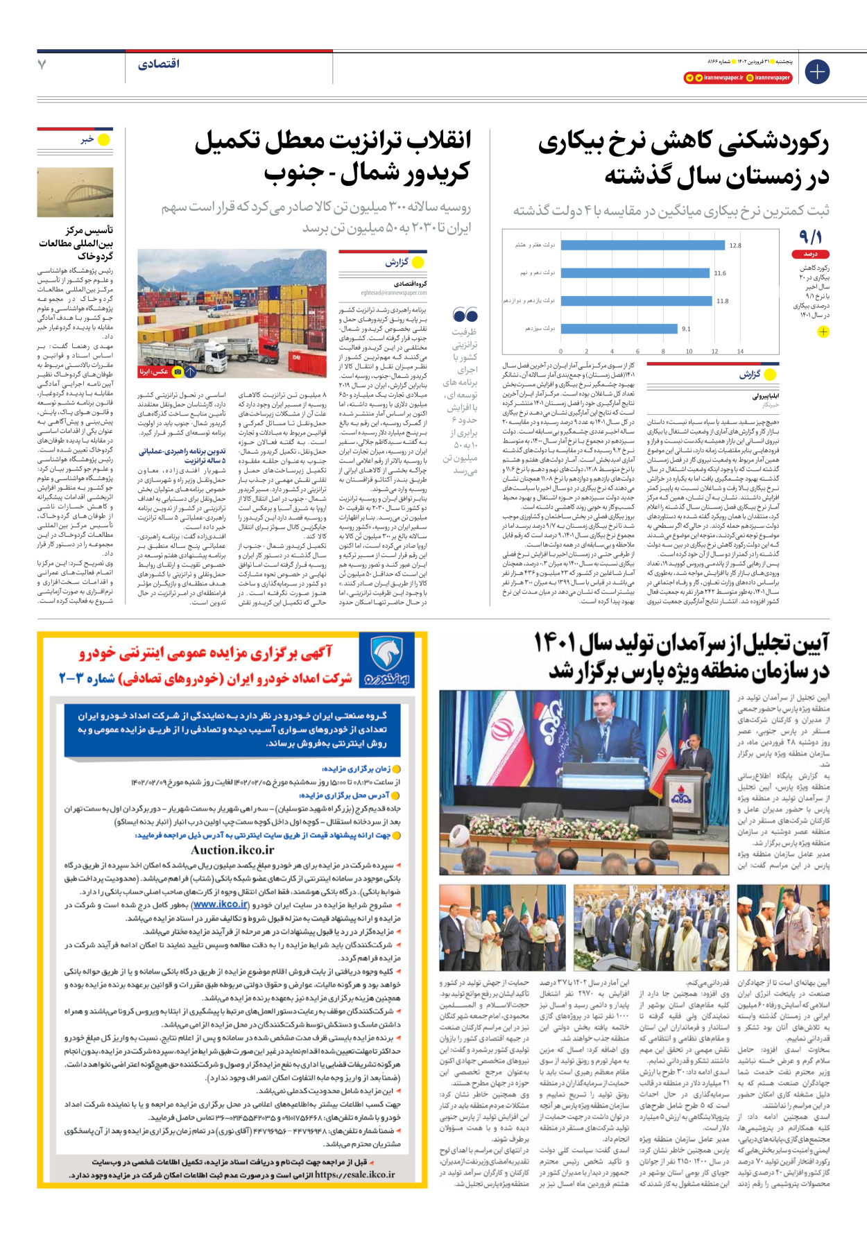 روزنامه ایران - شماره هشت هزار و صد و شصت و شش - ۳۱ فروردین ۱۴۰۲ - صفحه ۷