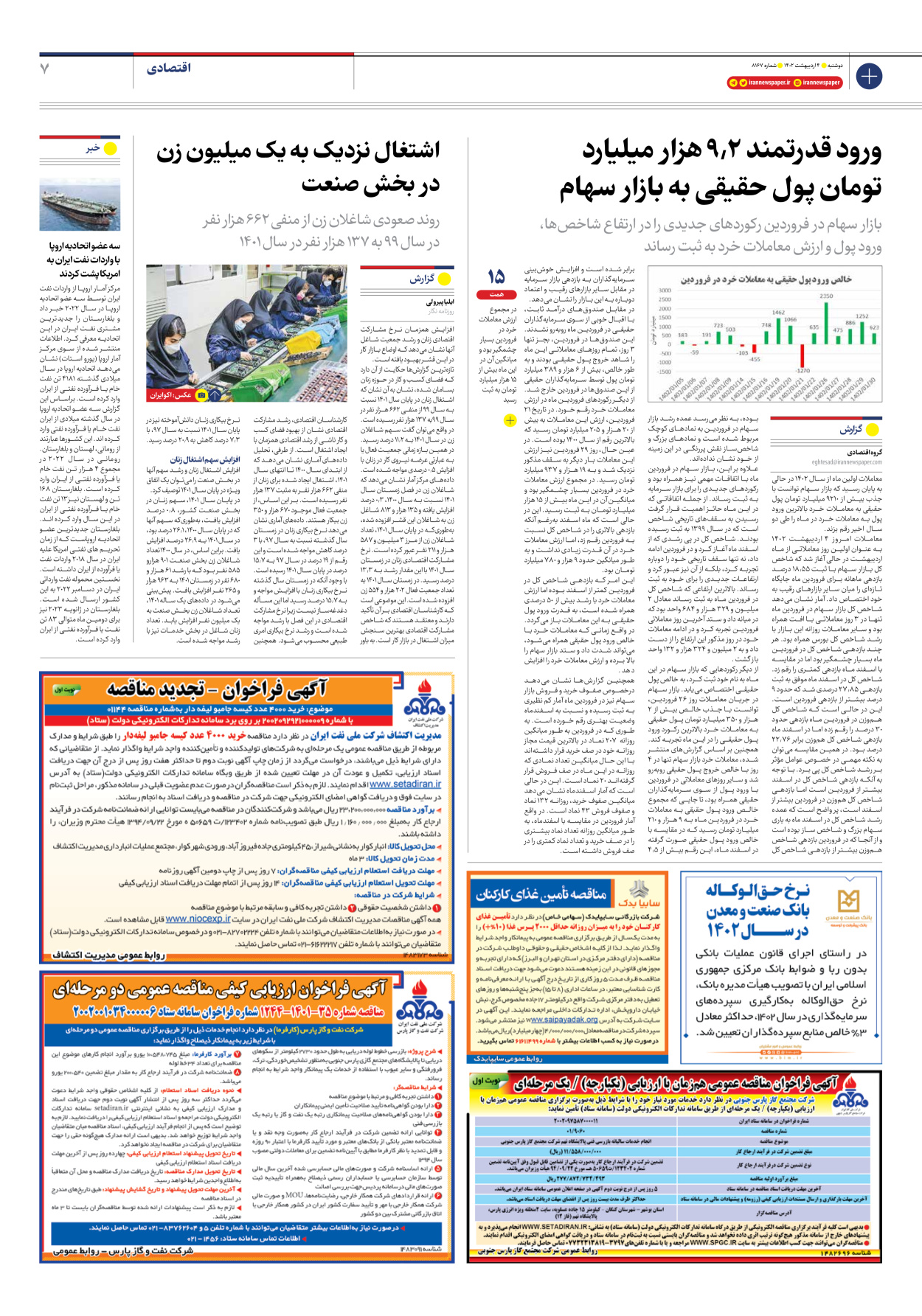 روزنامه ایران - شماره هشت هزار و صد و شصت و هفت - ۰۴ اردیبهشت ۱۴۰۲ - صفحه ۷