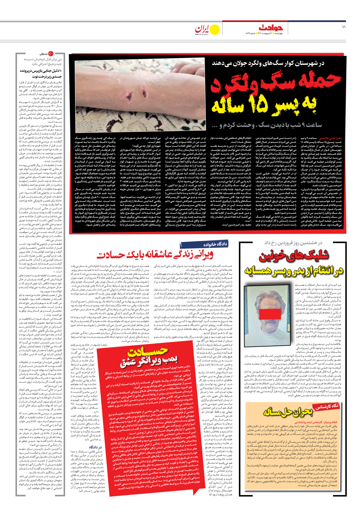 روزنامه ایران - شماره هشت هزار و صد و شصت و نه - ۰۶ اردیبهشت ۱۴۰۲ - صفحه ۱۸
