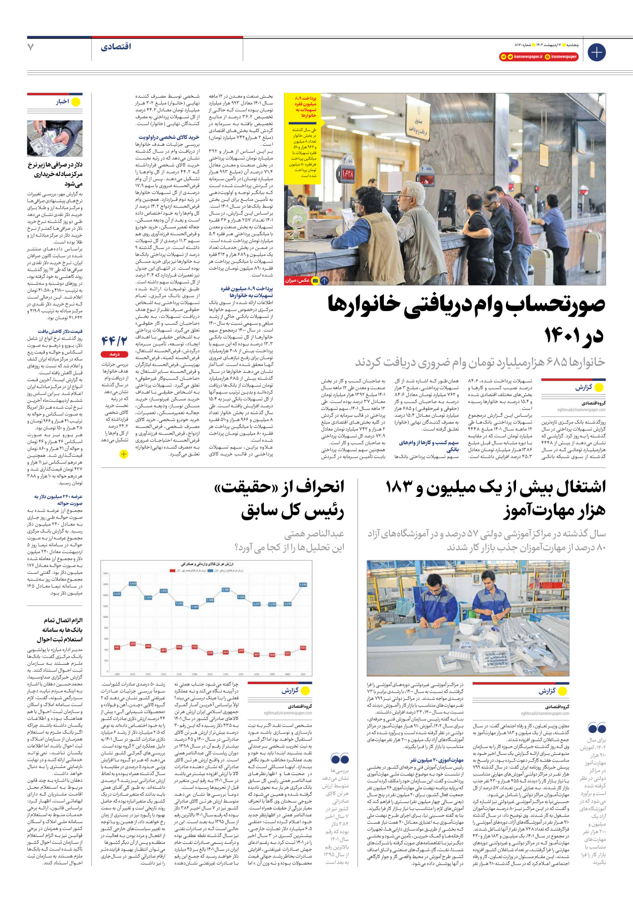 روزنامه ایران - شماره هشت هزار و صد و هفتاد - ۰۷ اردیبهشت ۱۴۰۲ - صفحه ۷