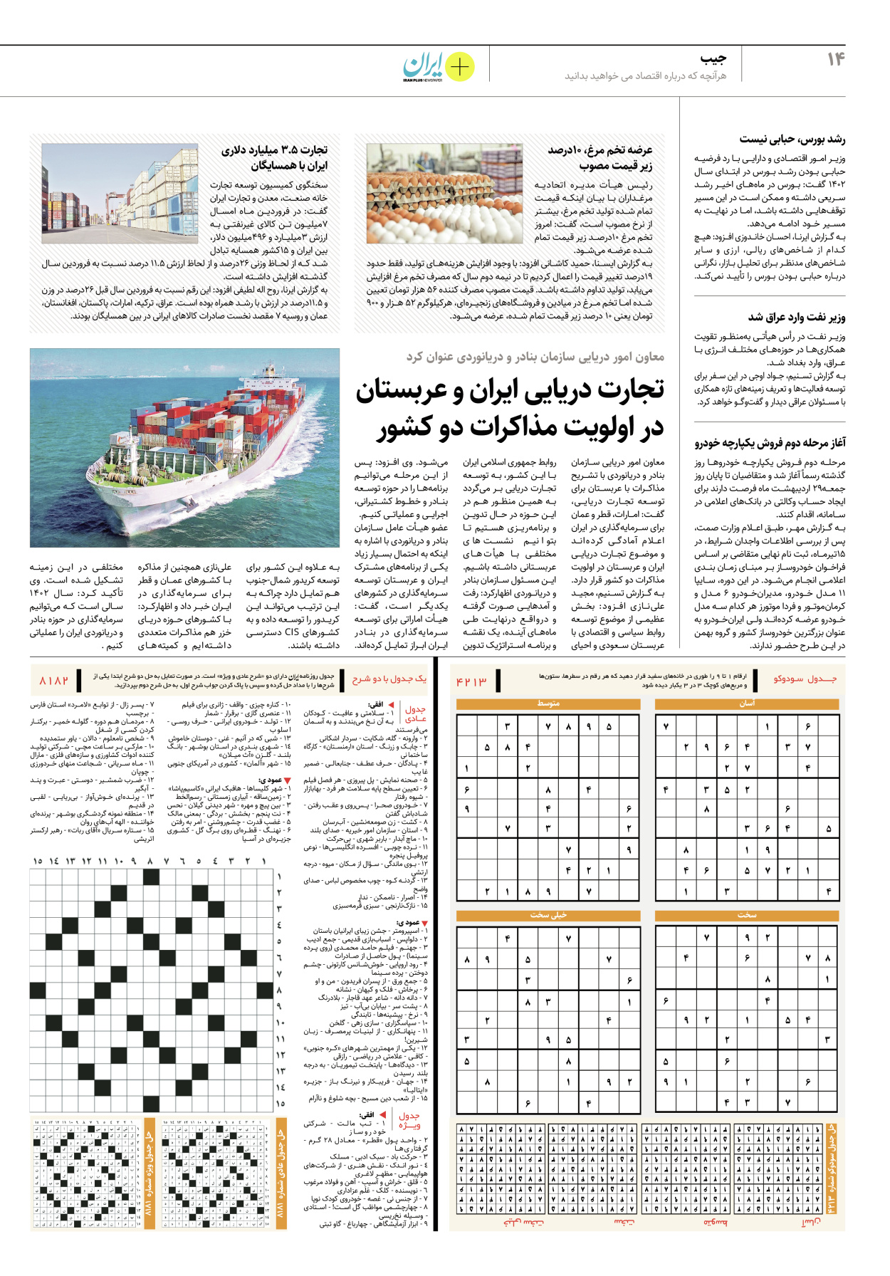 روزنامه ایران - ویژه نامه پلاس۸۱۸۲ - ۲۱ اردیبهشت ۱۴۰۲ - صفحه ۱۴