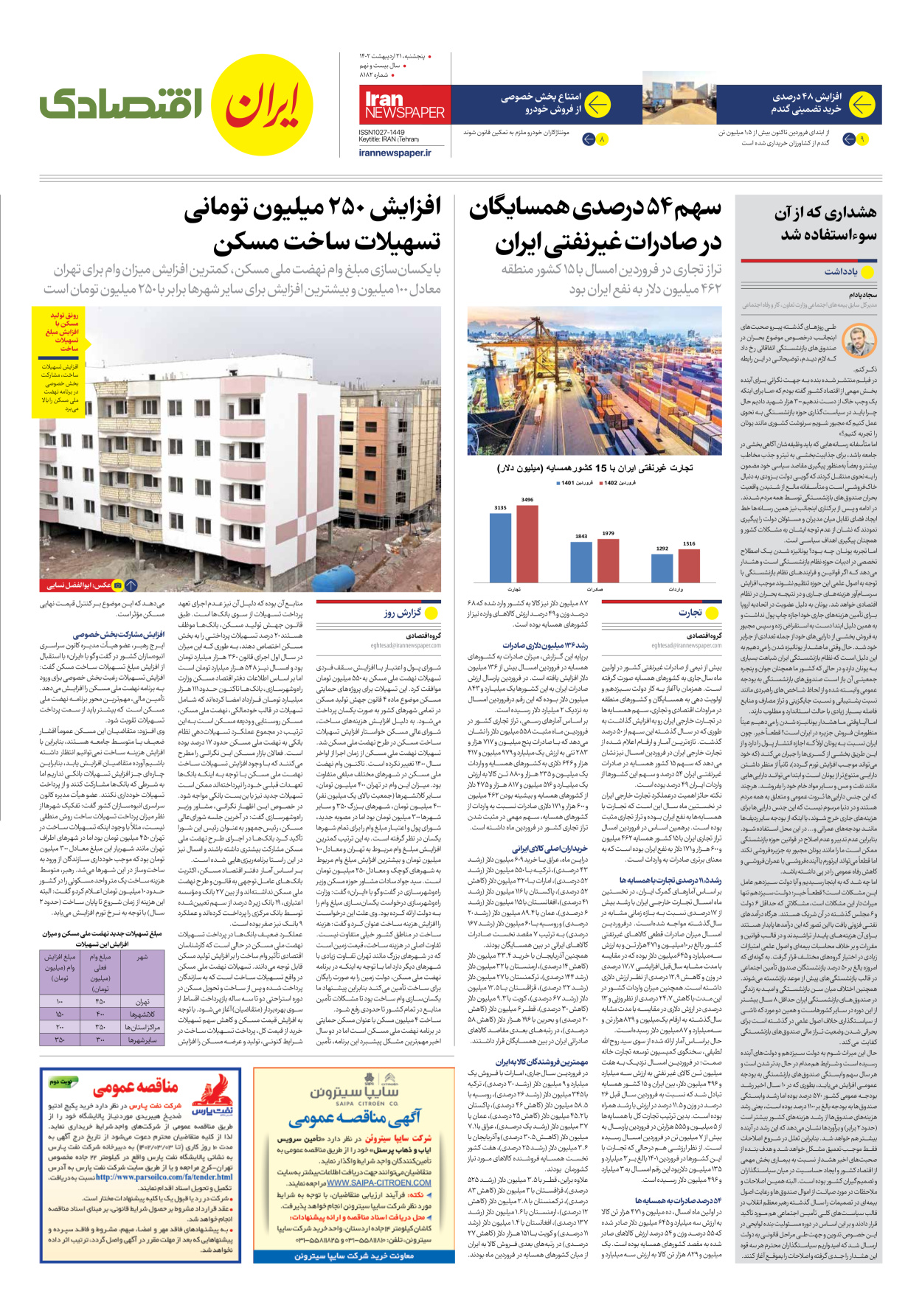 روزنامه ایران - شماره هشت هزار و صد و هشتاد و دو - ۲۱ اردیبهشت ۱۴۰۲ - صفحه ۷