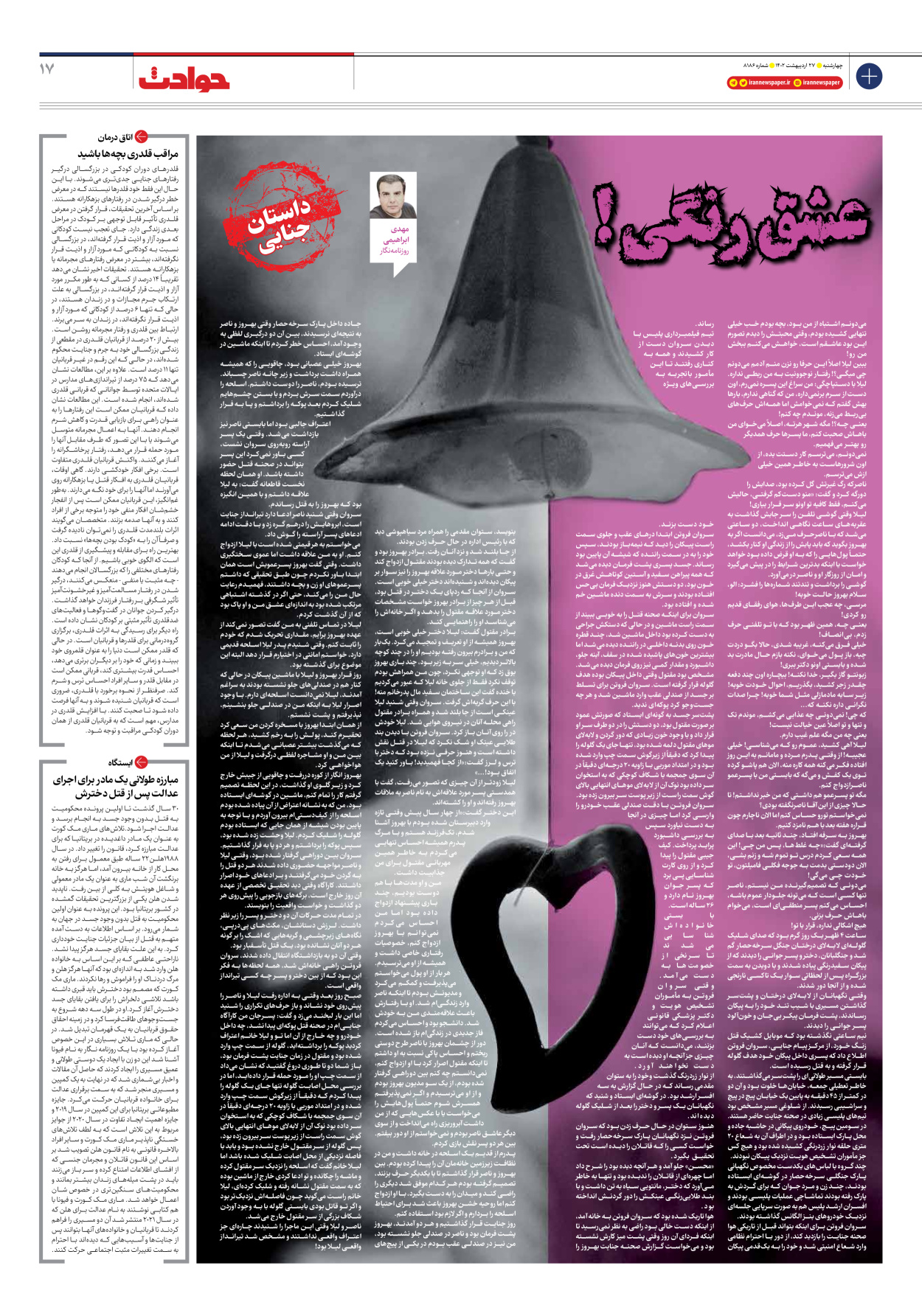 روزنامه ایران - شماره هشت هزار و صد و هشتاد و شش - ۲۷ اردیبهشت ۱۴۰۲ - صفحه ۱۷