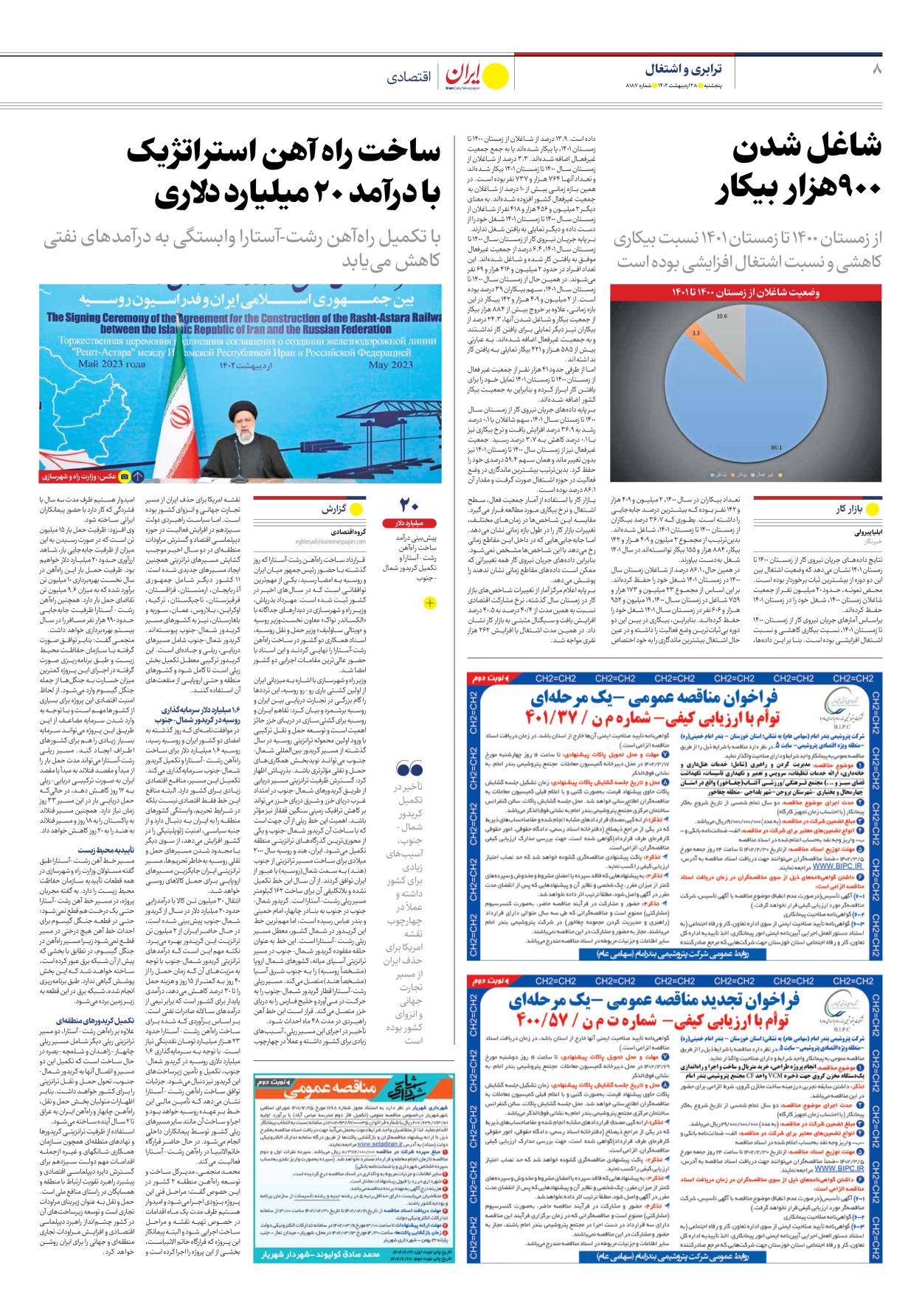 روزنامه ایران - شماره هشت هزار و صد و هشتاد و هفت - ۲۸ اردیبهشت ۱۴۰۲ - صفحه ۸