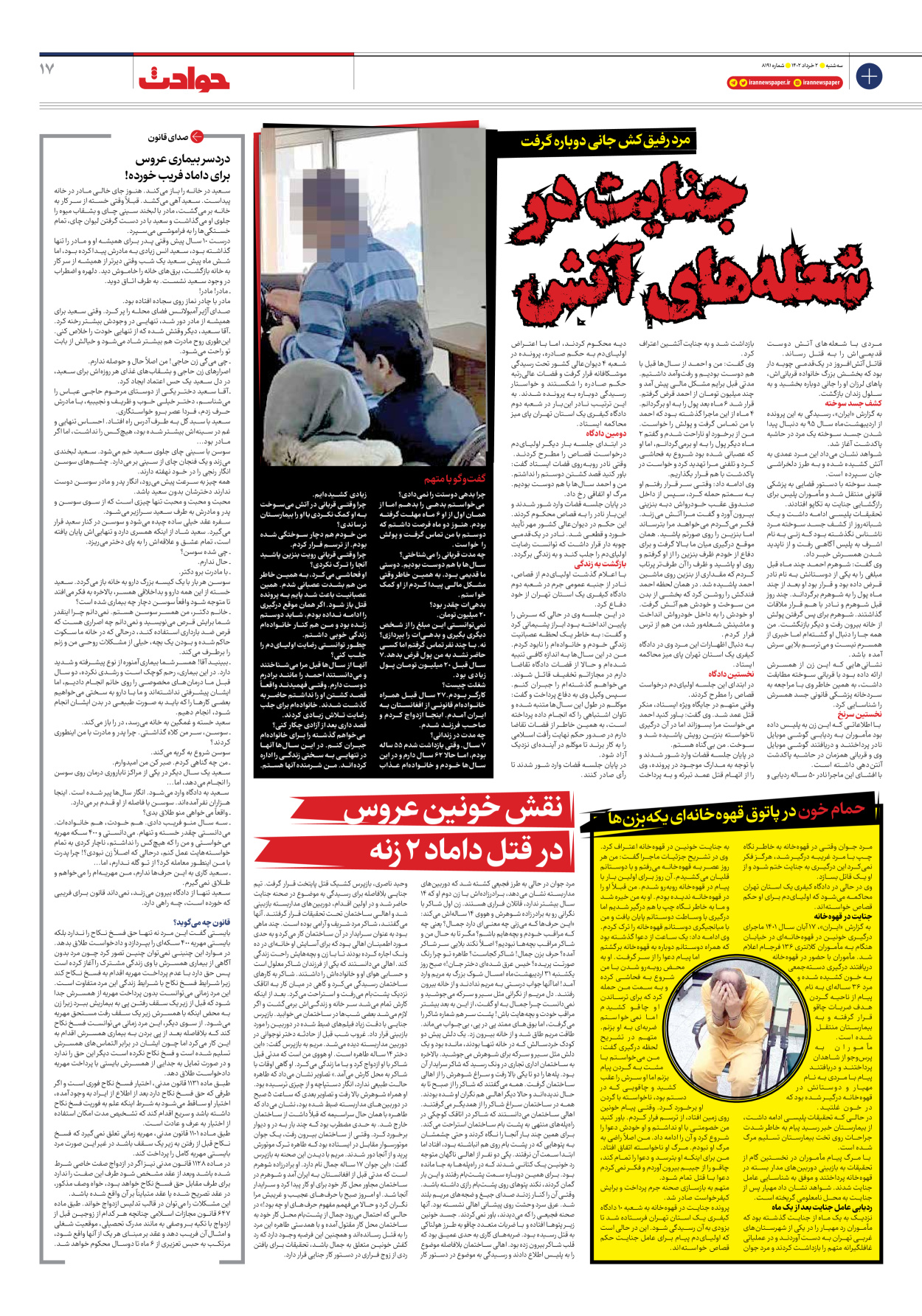 روزنامه ایران - شماره هشت هزار و صد و نود و یک - ۰۲ خرداد ۱۴۰۲ - صفحه ۱۷