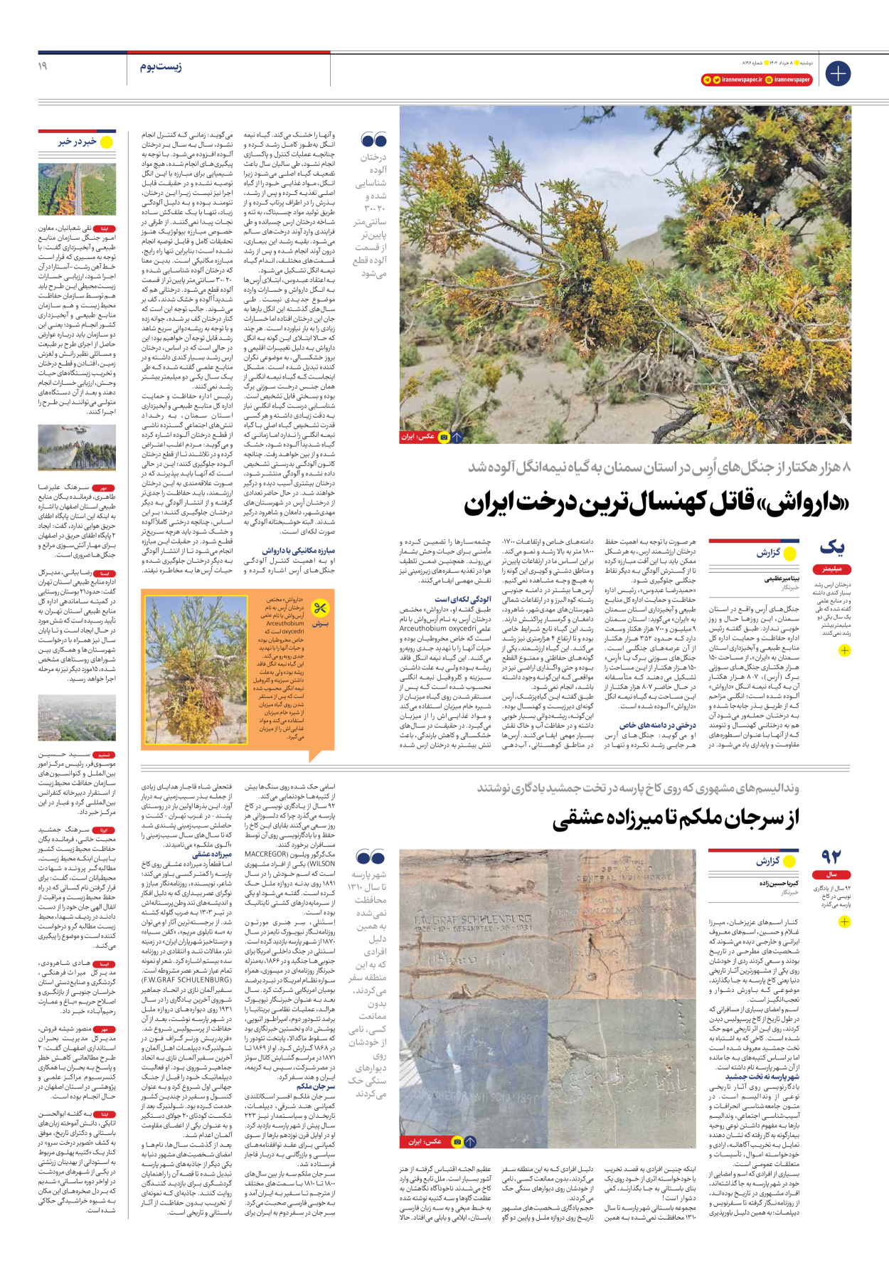 روزنامه ایران - شماره هشت هزار و صد و نود و شش - ۰۸ خرداد ۱۴۰۲ - صفحه ۱۹