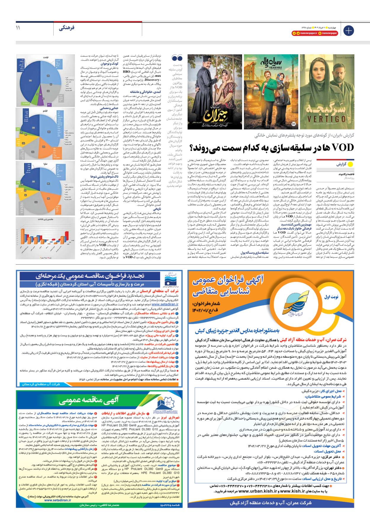 روزنامه ایران - شماره هشت هزار و صد و نود و هشت - ۱۰ خرداد ۱۴۰۲ - صفحه ۱۱