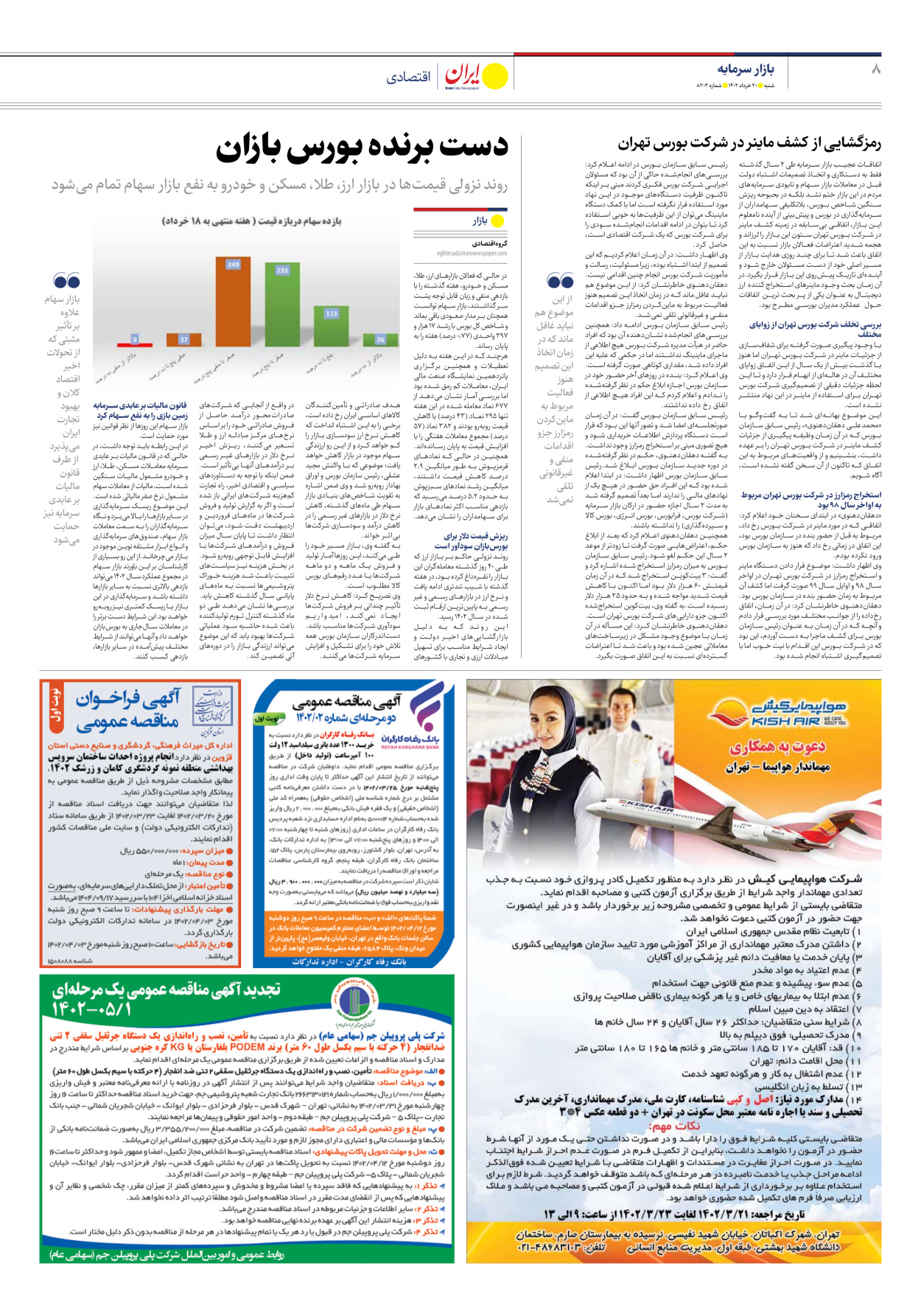 روزنامه ایران - شماره هشت هزار و دویست و سه - ۲۰ خرداد ۱۴۰۲ - صفحه ۸