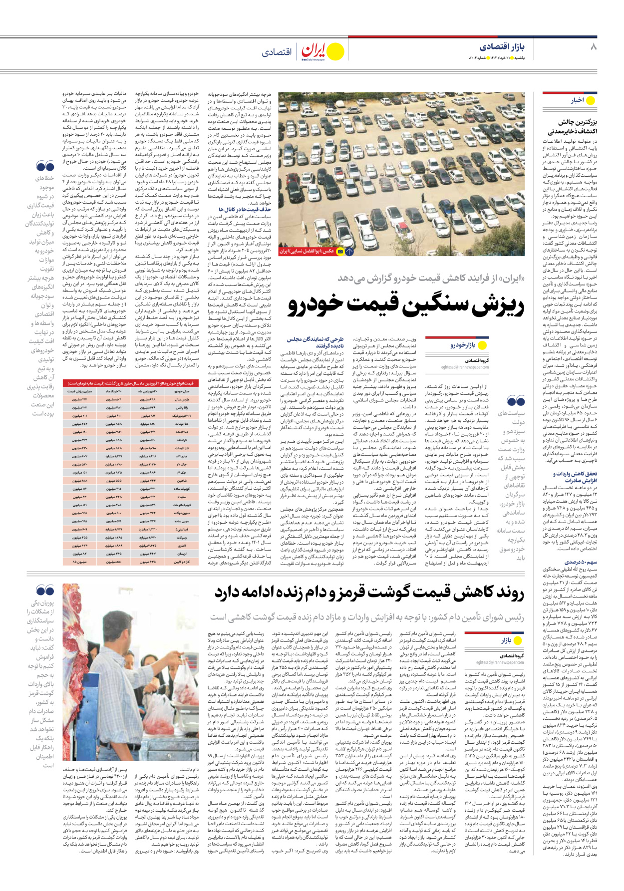 روزنامه ایران - شماره هشت هزار و دویست و چهار - ۲۱ خرداد ۱۴۰۲ - صفحه ۸