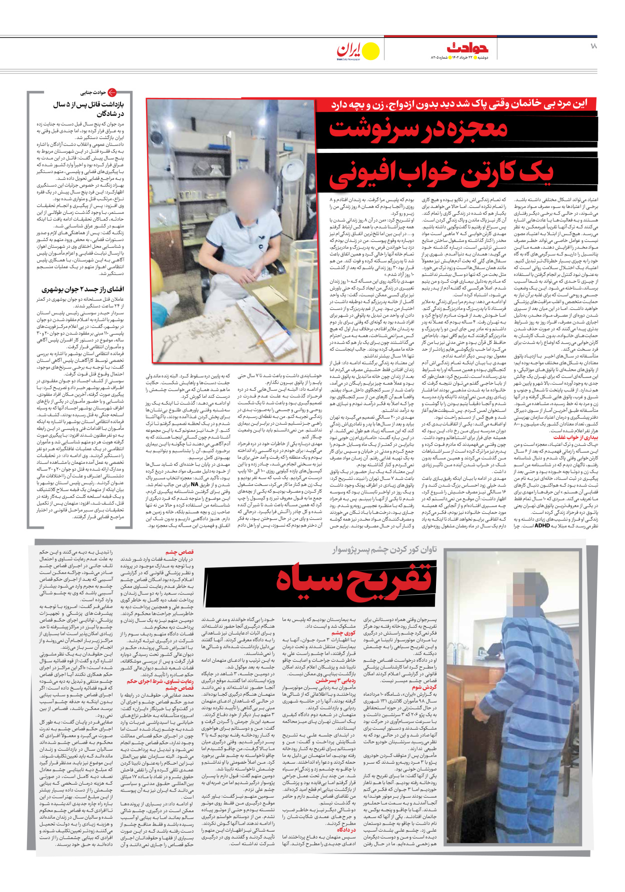 روزنامه ایران - شماره هشت هزار و دویست و پنج - ۲۲ خرداد ۱۴۰۲ - صفحه ۱۸