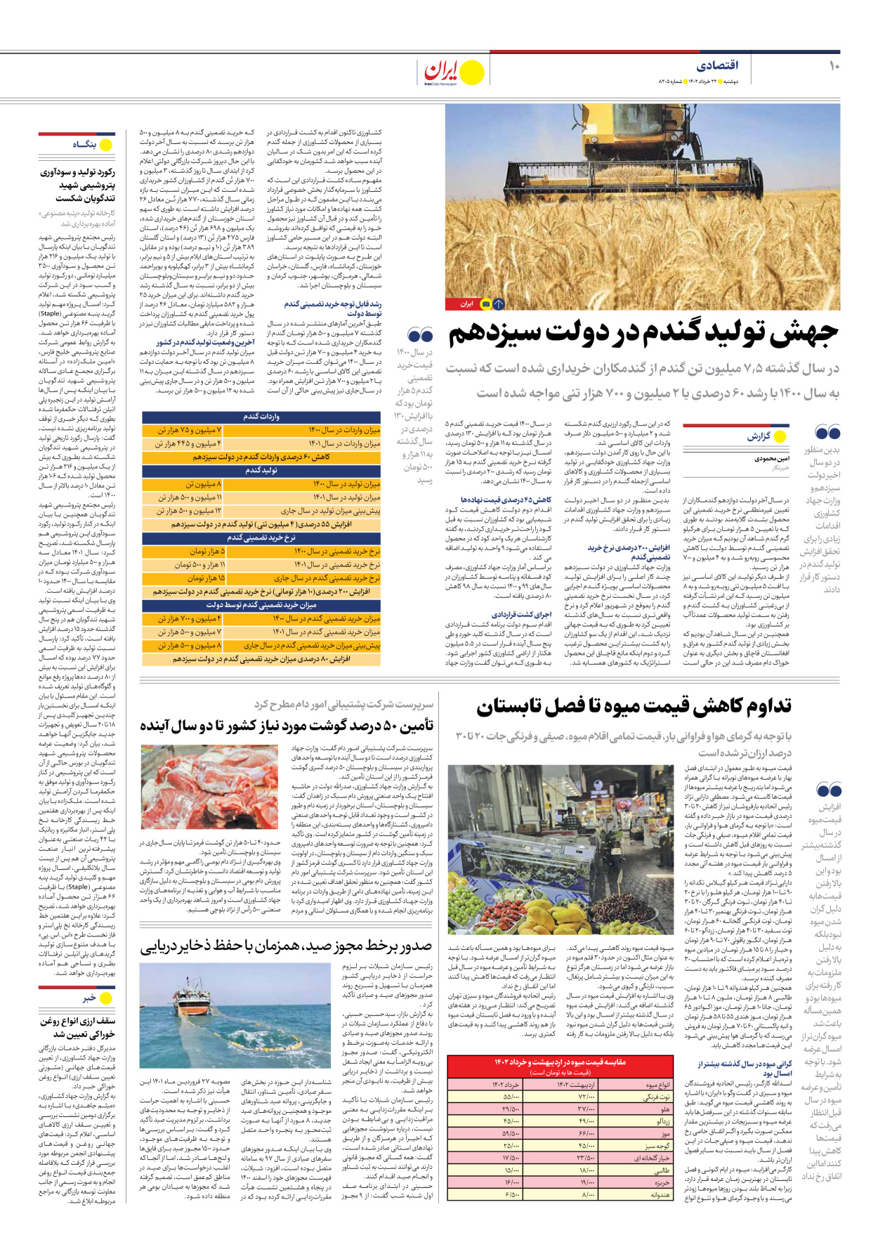 روزنامه ایران - شماره هشت هزار و دویست و پنج - ۲۲ خرداد ۱۴۰۲ - صفحه ۱۰