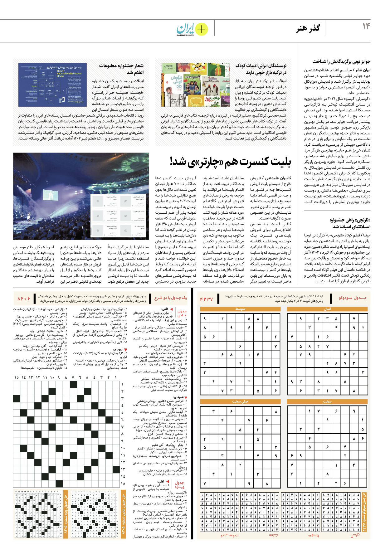 روزنامه ایران - ویژه نامه پلاس۸۲۰۶ - ۲۳ خرداد ۱۴۰۲ - صفحه ۱۴