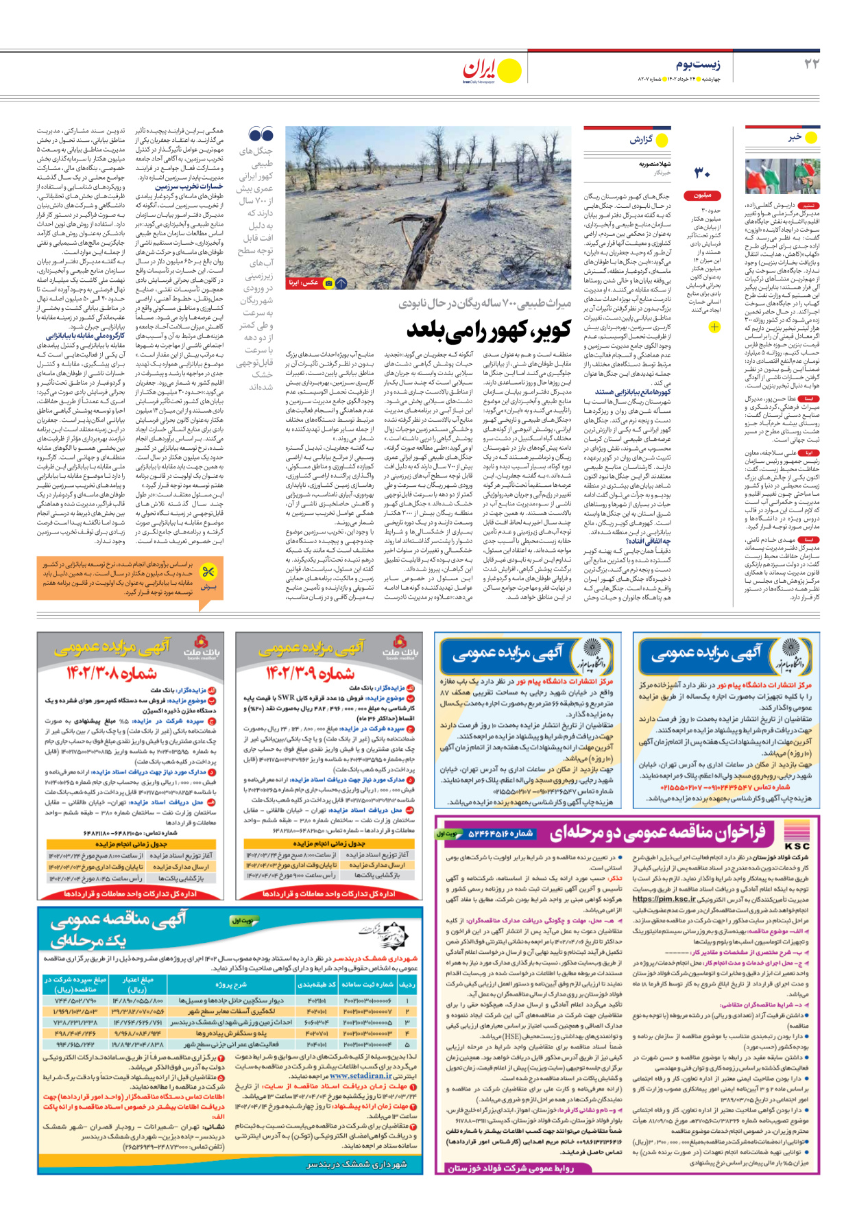 روزنامه ایران - شماره هشت هزار و دویست و هفت - ۲۴ خرداد ۱۴۰۲ - صفحه ۲۲