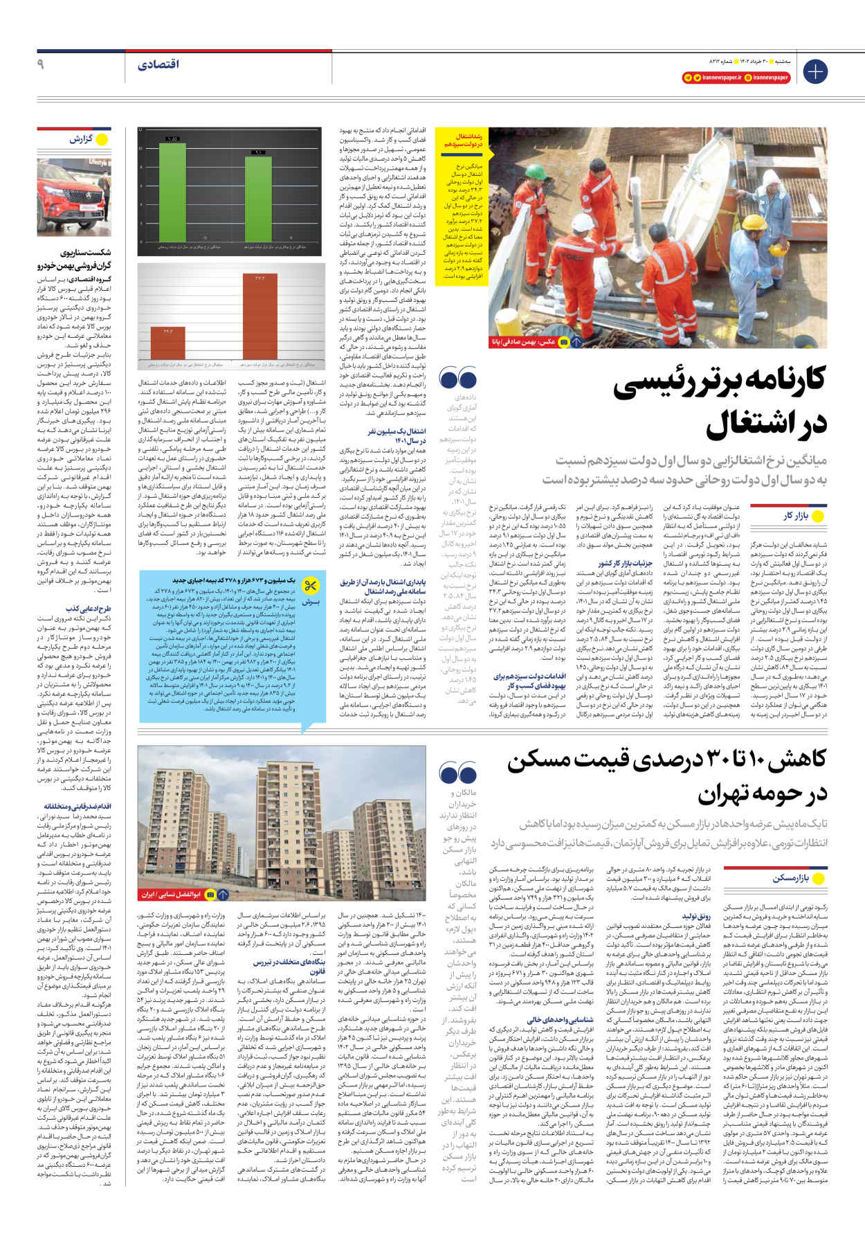 روزنامه ایران - شماره هشت هزار و دویست و دوازده - ۳۰ خرداد ۱۴۰۲ - صفحه ۹