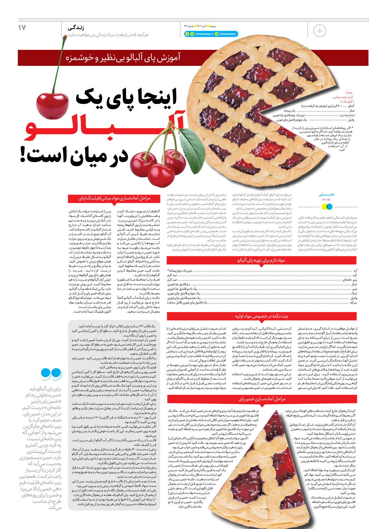 روزنامه ایران - ویژه نامه جمعه ۳۳ - ۰۱ تیر ۱۴۰۲ - صفحه ۱۷