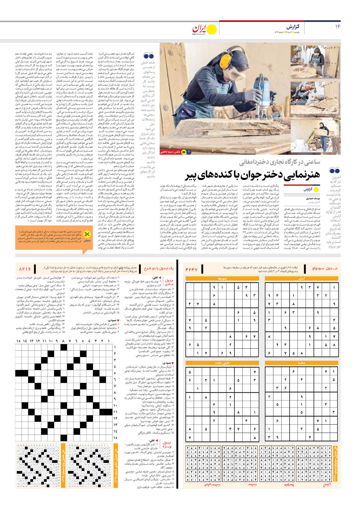 روزنامه ایران - شماره هشت هزار و دویست و شانزده - ۰۴ تیر ۱۴۰۲ - صفحه ۱۴