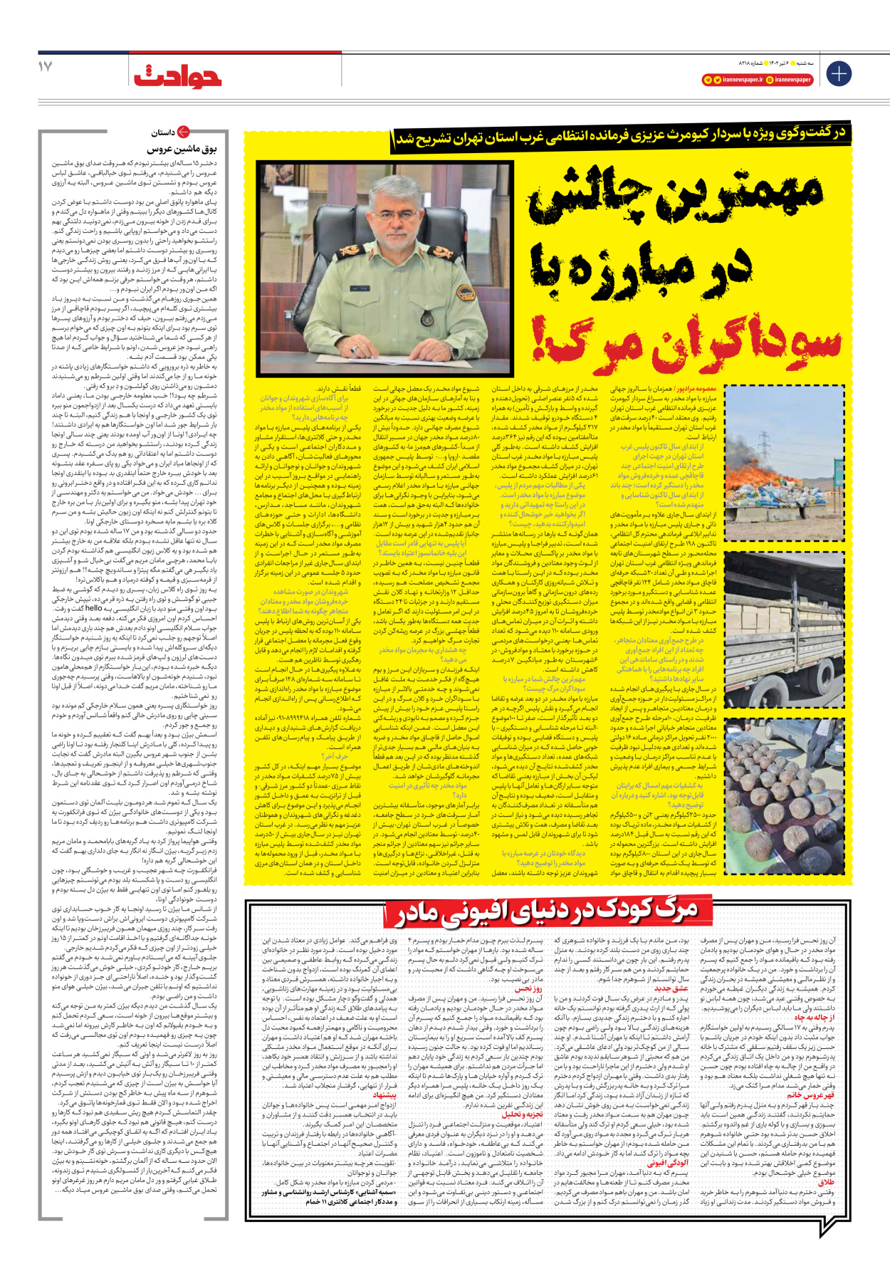 روزنامه ایران - شماره هشت هزار و دویست و هجده - ۰۶ تیر ۱۴۰۲ - صفحه ۱۷