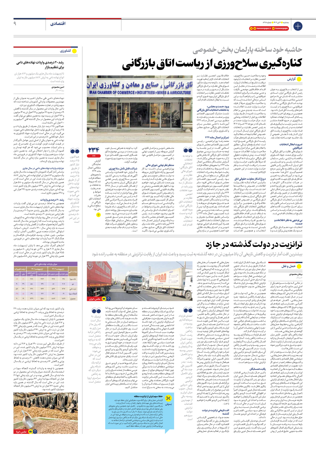 روزنامه ایران - شماره هشت هزار و دویست و هجده - ۰۶ تیر ۱۴۰۲ - صفحه ۹