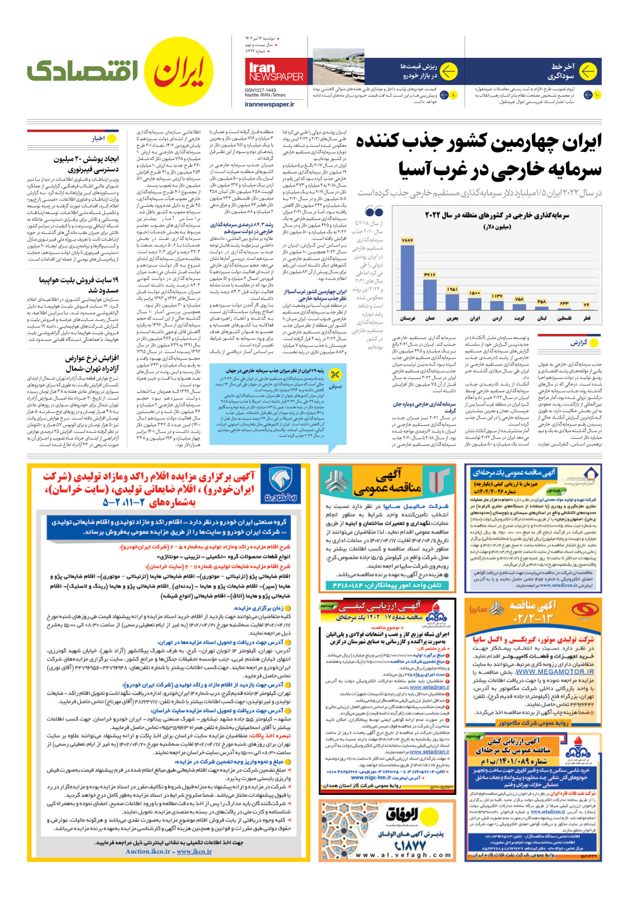 روزنامه ایران - شماره هشت هزار و دویست و بیست و دو - ۱۲ تیر ۱۴۰۲ - صفحه ۷