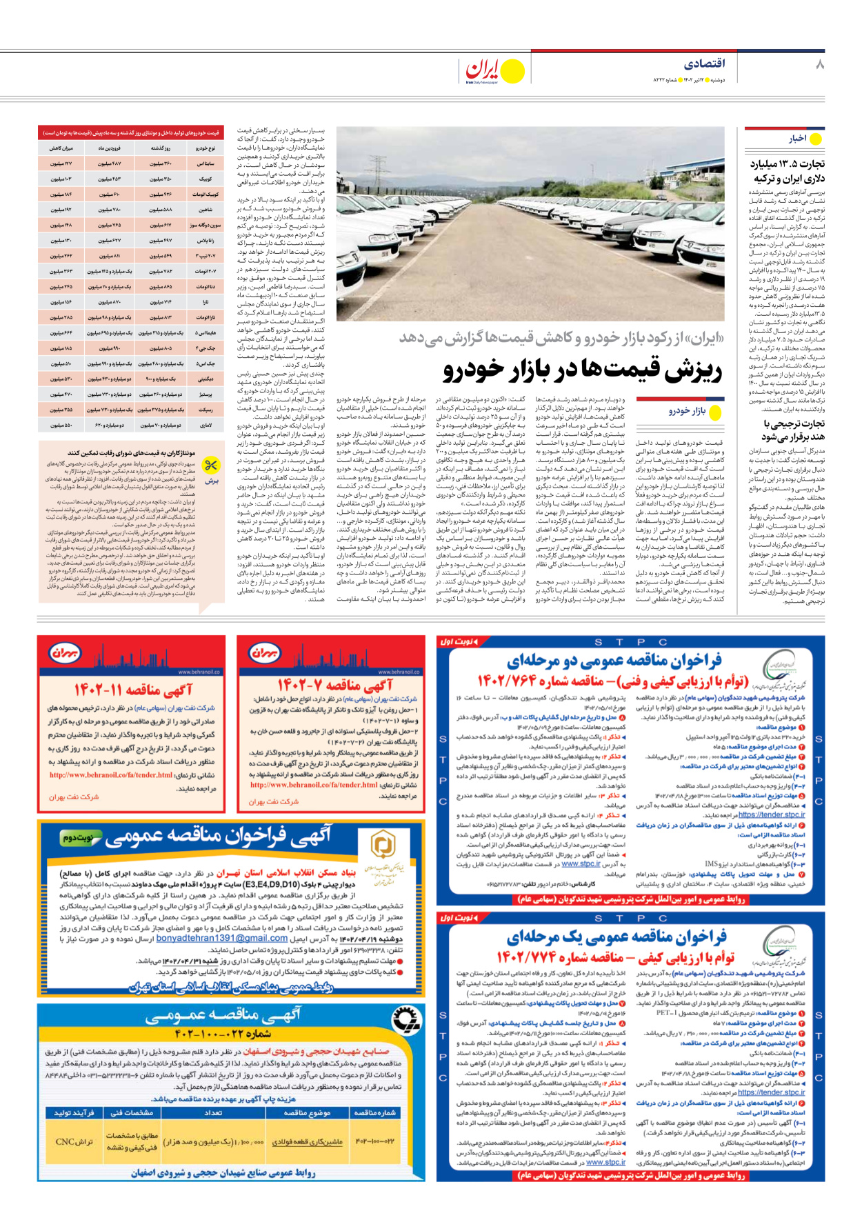 روزنامه ایران - شماره هشت هزار و دویست و بیست و دو - ۱۲ تیر ۱۴۰۲ - صفحه ۸