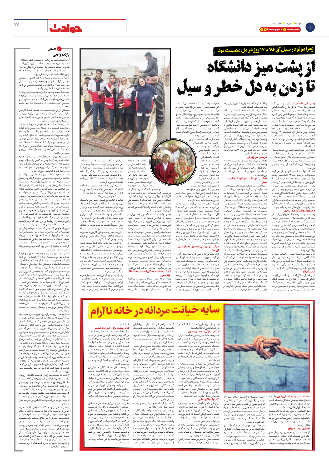 روزنامه ایران - شماره هشت هزار و دویست و بیست و دو - ۱۲ تیر ۱۴۰۲ - صفحه ۱۷