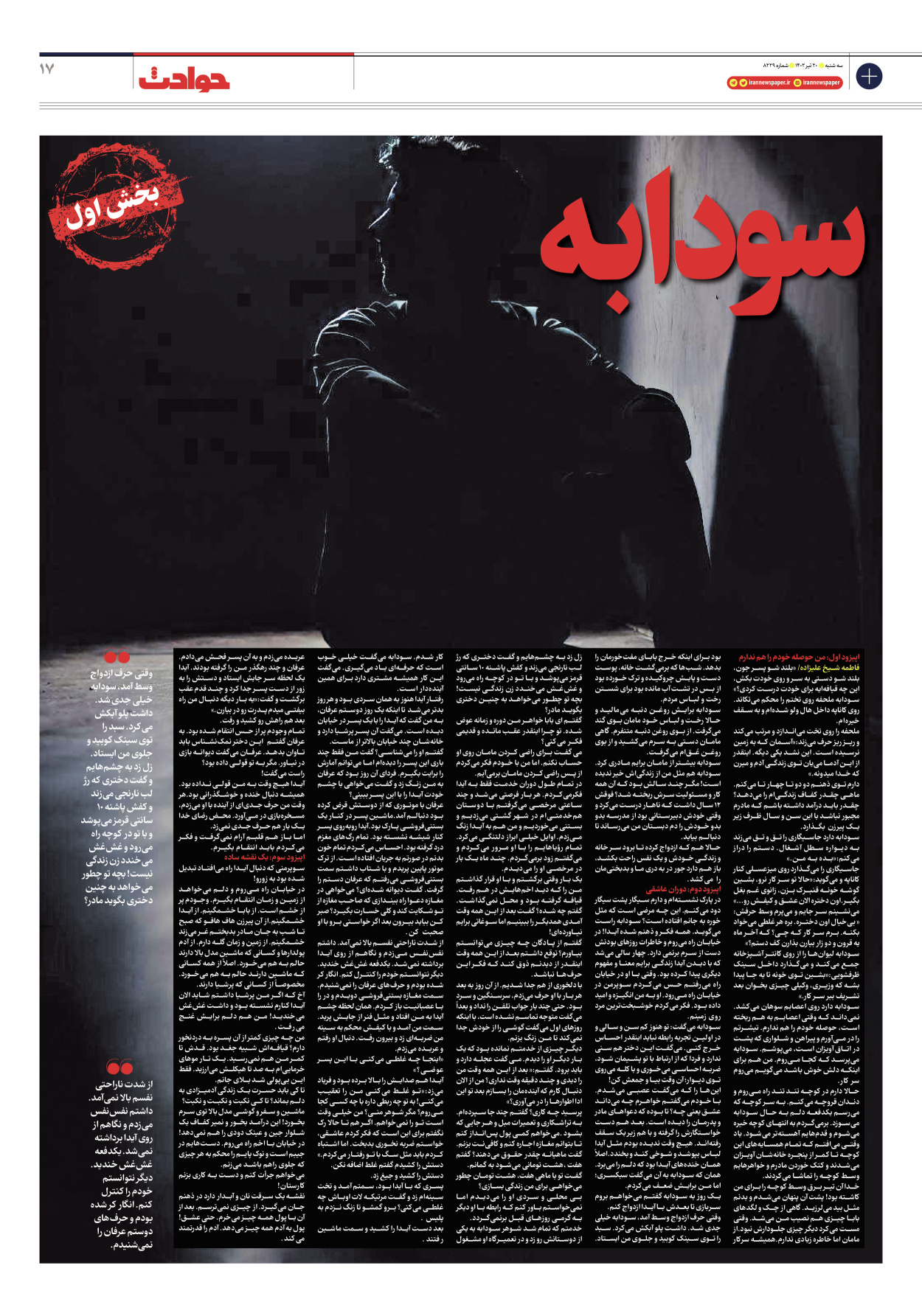 روزنامه ایران - شماره هشت هزار و دویست و بیست و نه - ۲۰ تیر ۱۴۰۲ - صفحه ۱۷