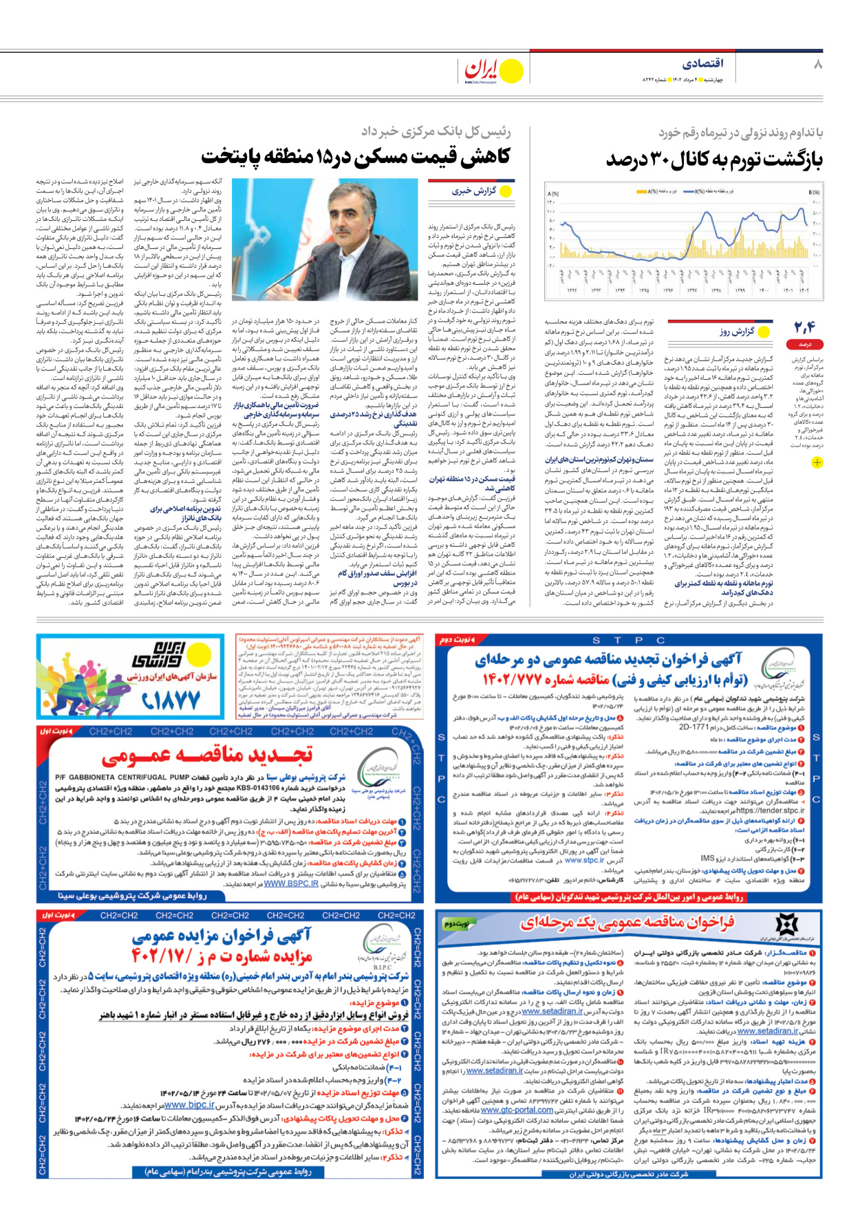 روزنامه ایران - شماره هشت هزار و دویست و چهل و دو - ۰۴ مرداد ۱۴۰۲ - صفحه ۸