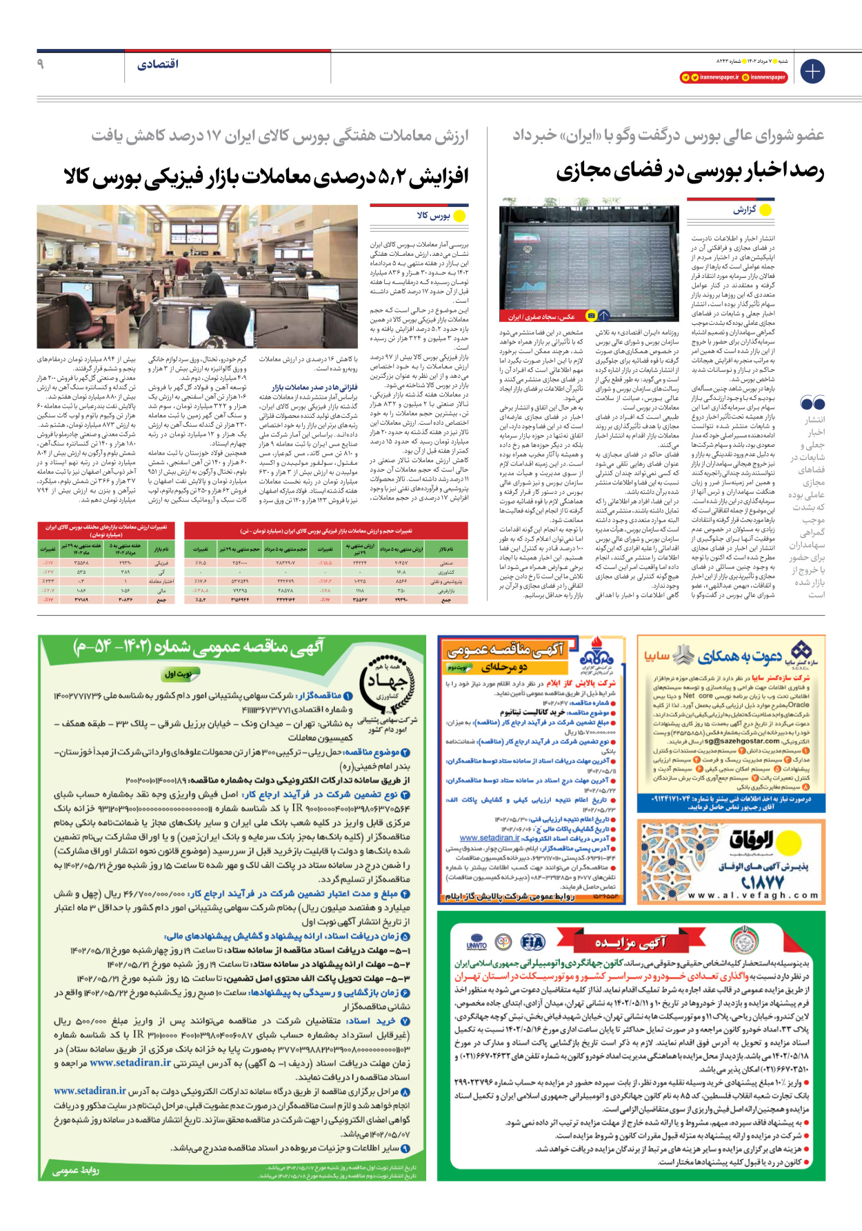 روزنامه ایران - شماره هشت هزار و دویست و چهل و سه - ۰۷ مرداد ۱۴۰۲ - صفحه ۹