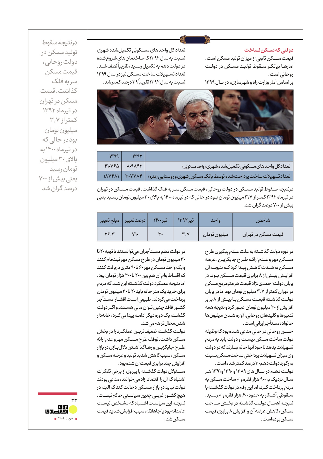 روزنامه ایران - ویژه نامه عملکرد اقتصادی دوساله دولت سیزدهم - ۱۷ مرداد ۱۴۰۲ - صفحه ۳۳