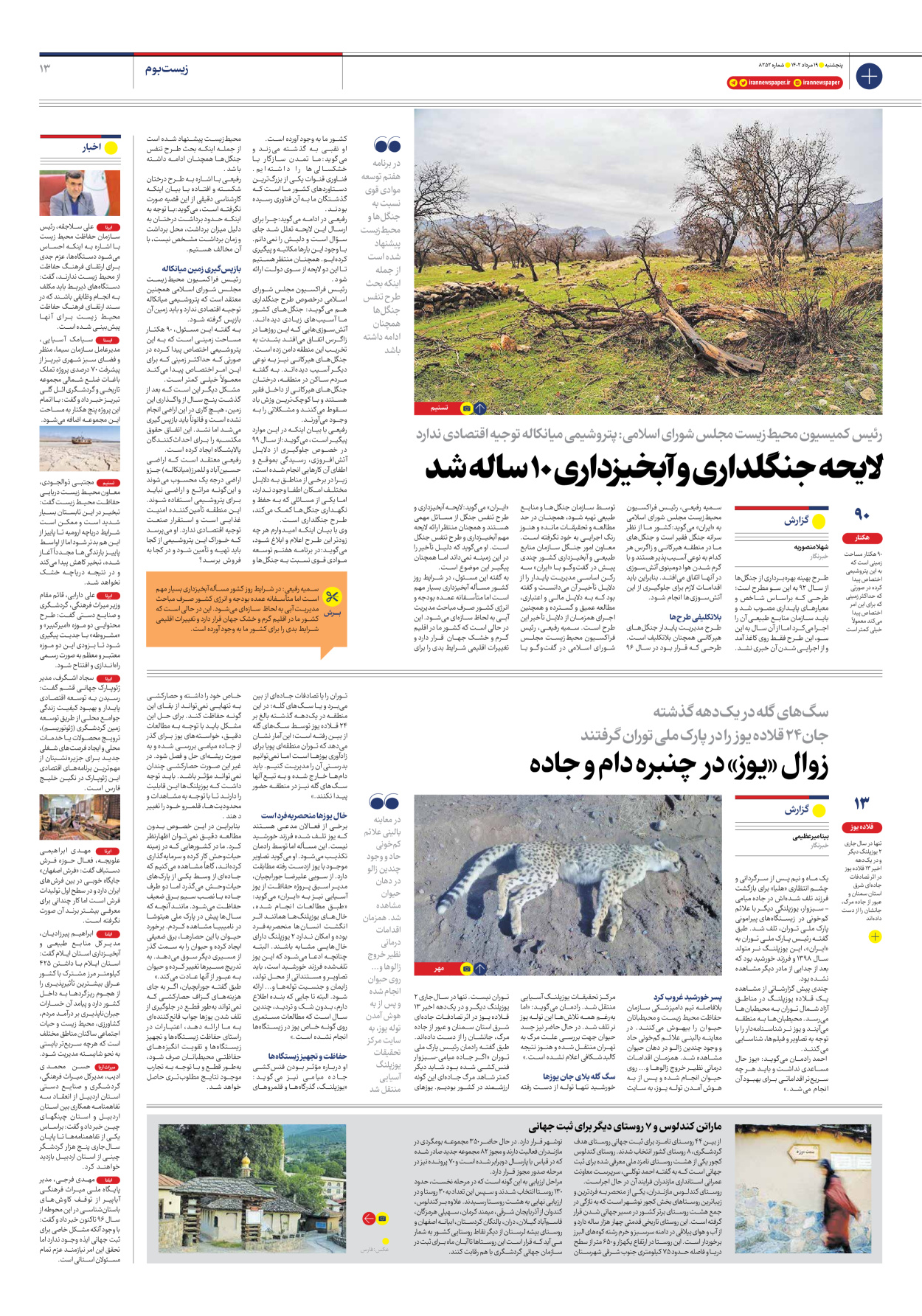 روزنامه ایران - شماره هشت هزار و دویست و پنجاه و دو - ۱۹ مرداد ۱۴۰۲ - صفحه ۱۳
