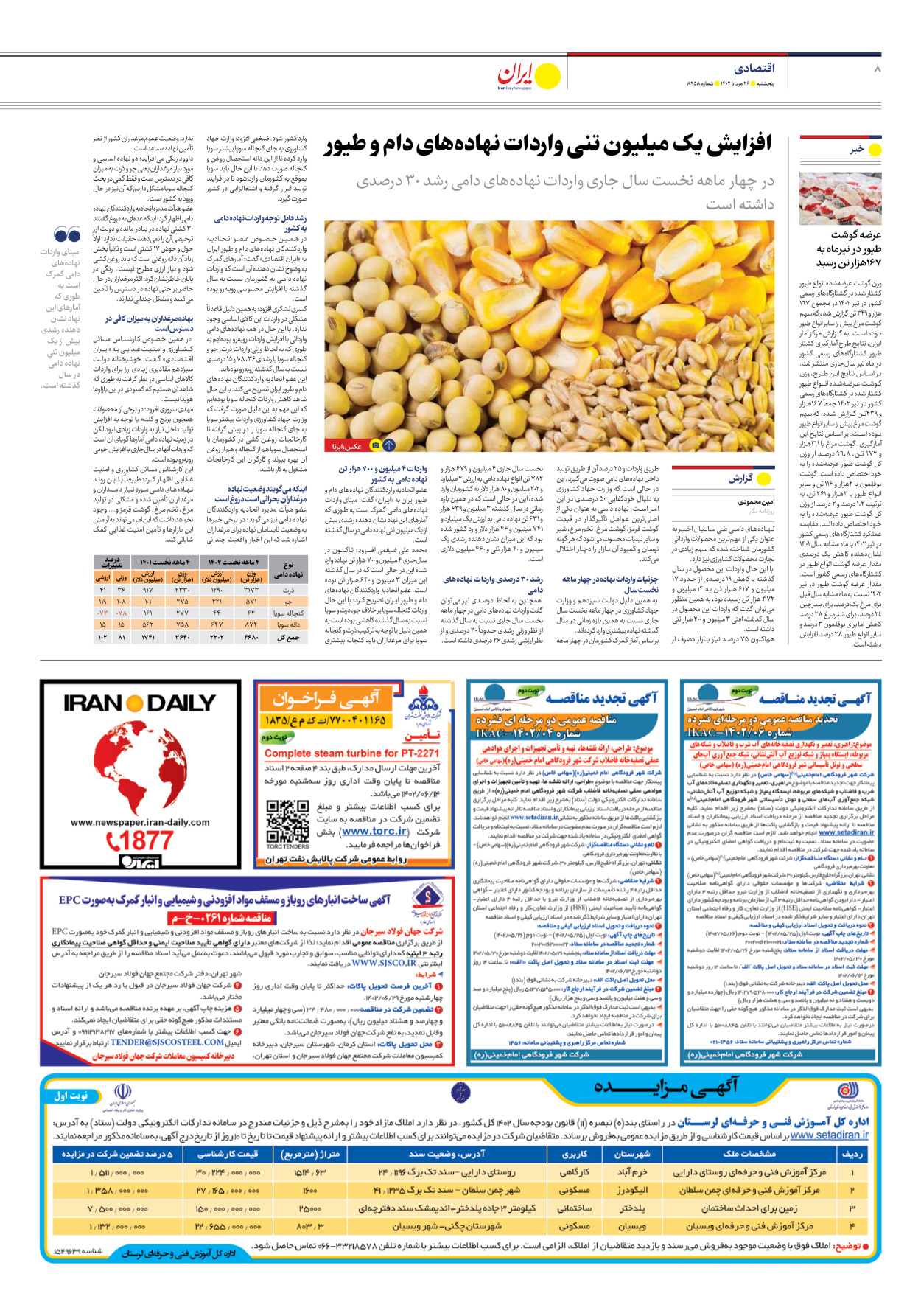 روزنامه ایران - شماره هشت هزار و دویست و پنجاه و هشت - ۲۶ مرداد ۱۴۰۲ - صفحه ۸