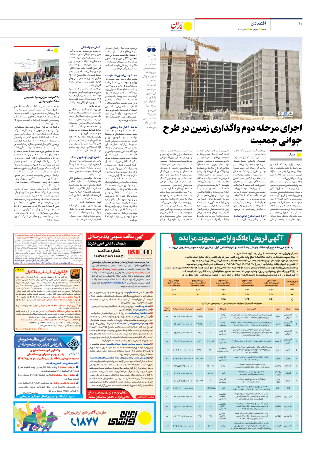 روزنامه ایران - شماره هشت هزار و دویست و شصت و پنج - ۰۴ شهریور ۱۴۰۲ - صفحه ۱۰