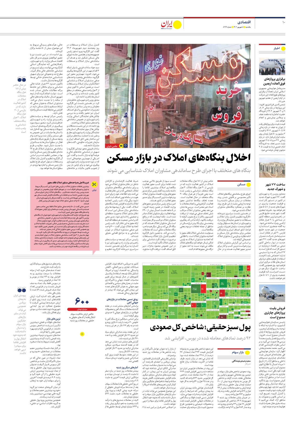 روزنامه ایران - شماره هشت هزار و دویست و شصت و شش - ۰۵ شهریور ۱۴۰۲ - صفحه ۱۰