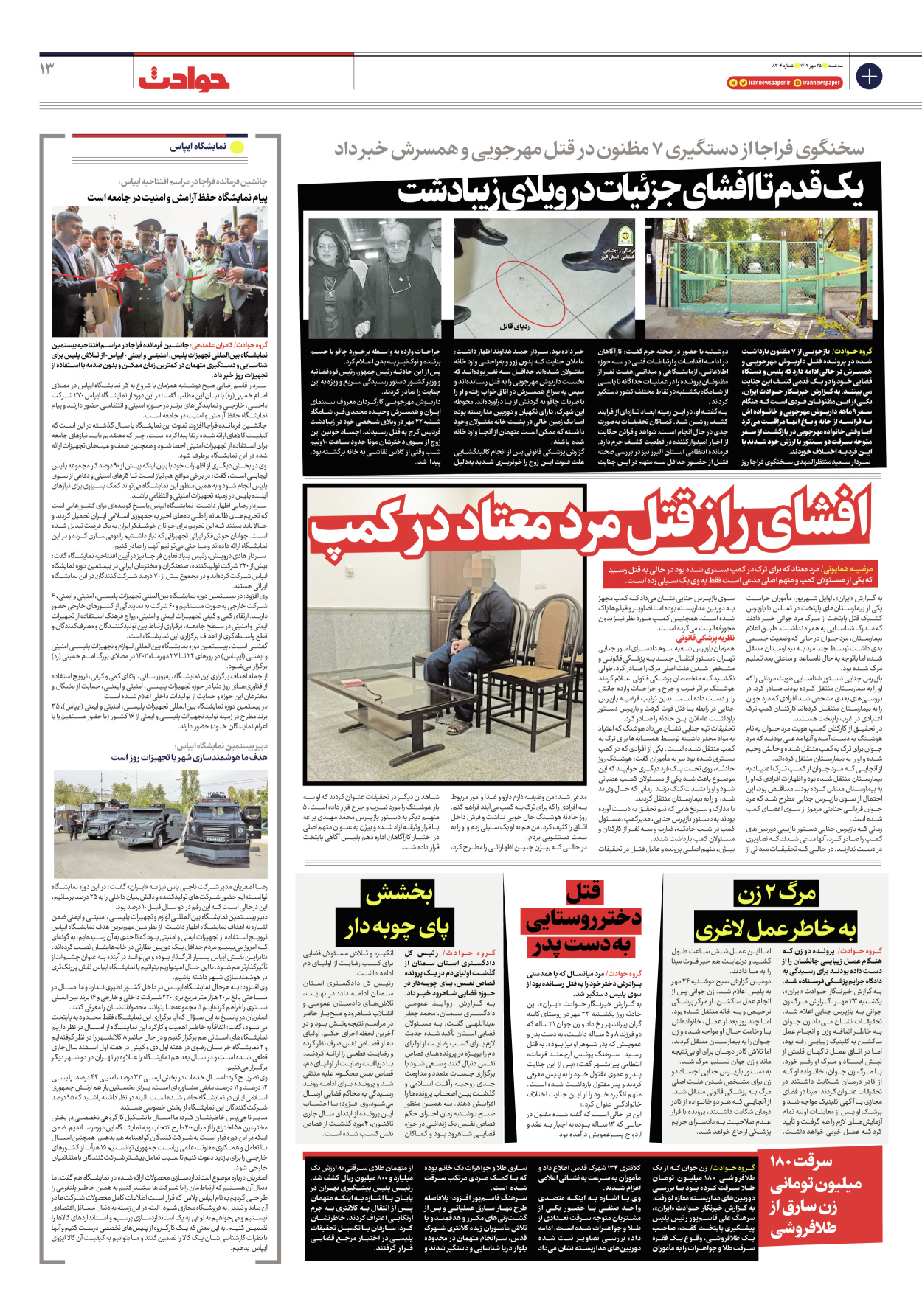 روزنامه ایران - شماره هشت هزار و سیصد و چهار - ۲۵ مهر ۱۴۰۲ - صفحه ۱۳