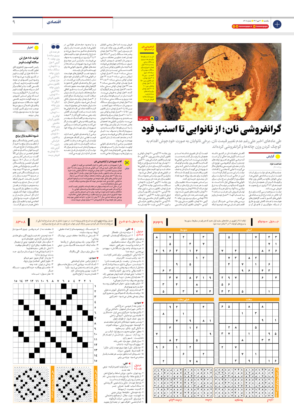 روزنامه ایران - شماره هشت هزار و سیصد و هشت - ۳۰ مهر ۱۴۰۲ - صفحه ۹