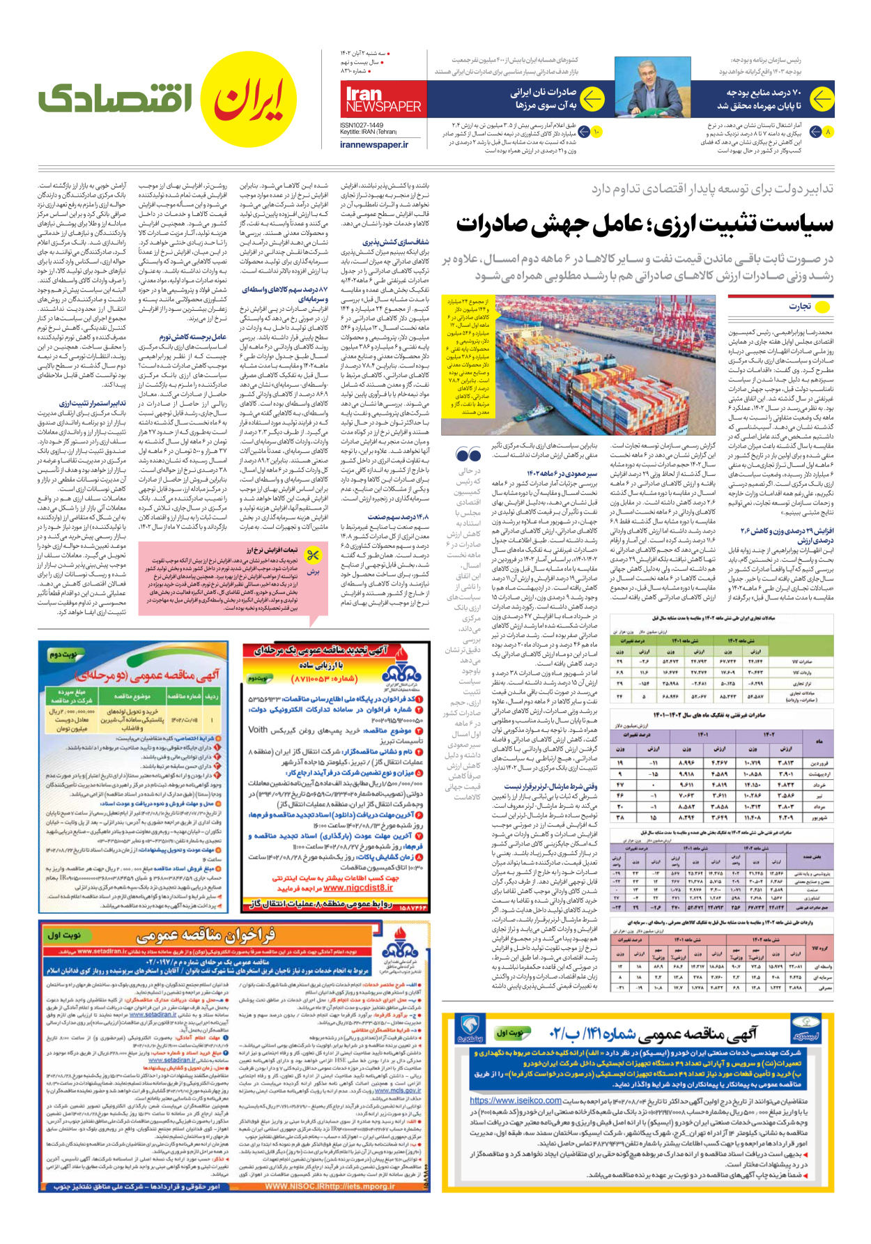 روزنامه ایران - شماره هشت هزار و سیصد و ده - ۰۲ آبان ۱۴۰۲ - صفحه ۷