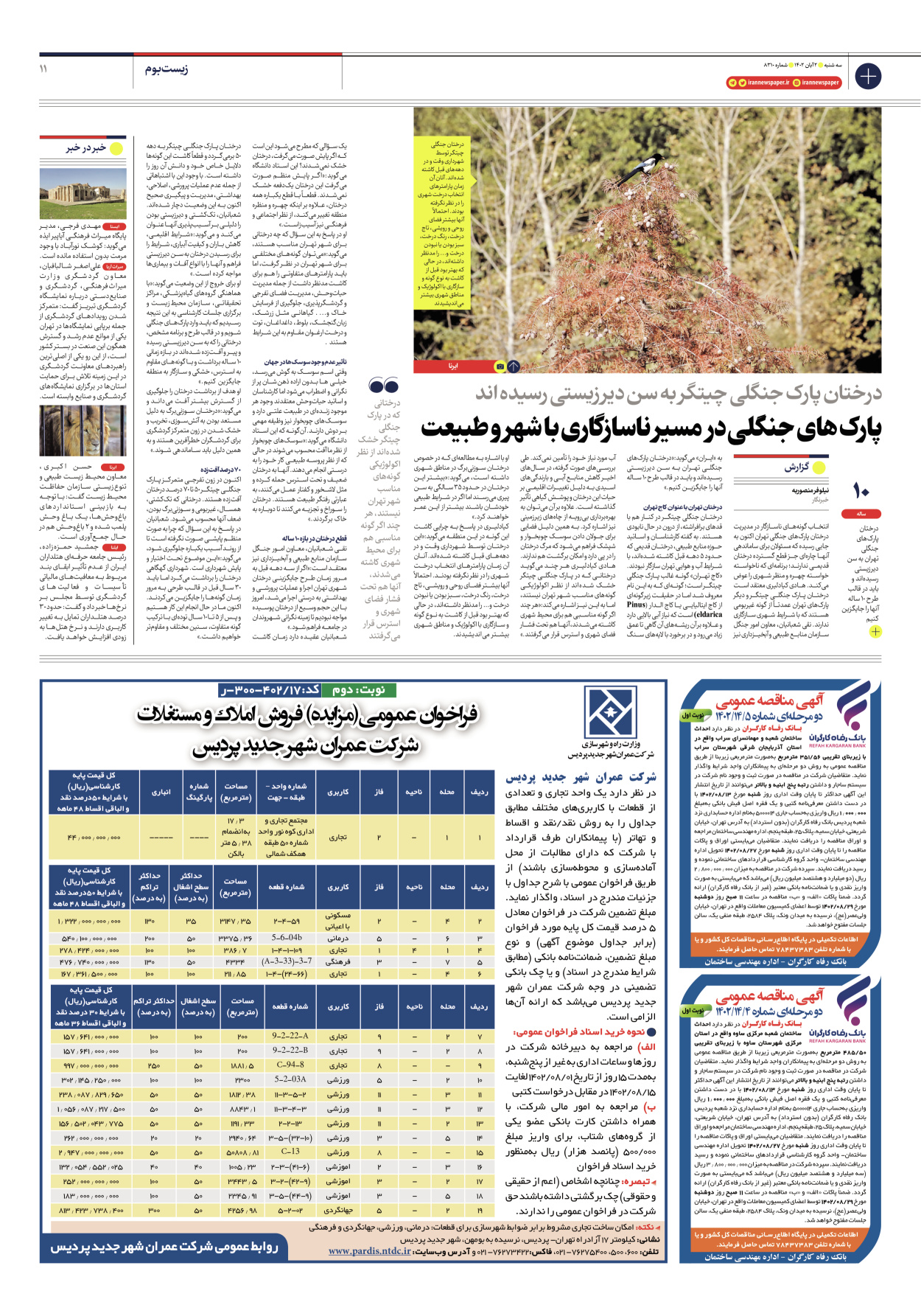 روزنامه ایران - شماره هشت هزار و سیصد و ده - ۰۲ آبان ۱۴۰۲ - صفحه ۱۱