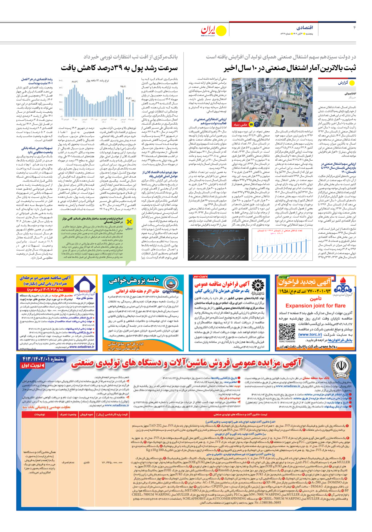 روزنامه ایران - شماره هشت هزار و سیصد و دوازده - ۰۴ آبان ۱۴۰۲ - صفحه ۴