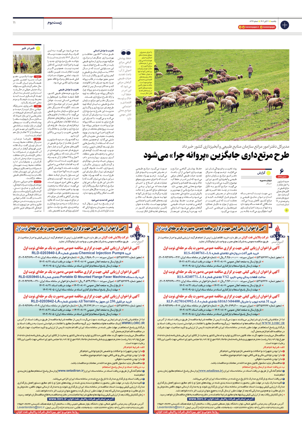 روزنامه ایران - شماره هشت هزار و سیصد و چهارده - ۰۷ آبان ۱۴۰۲ - صفحه ۱۱